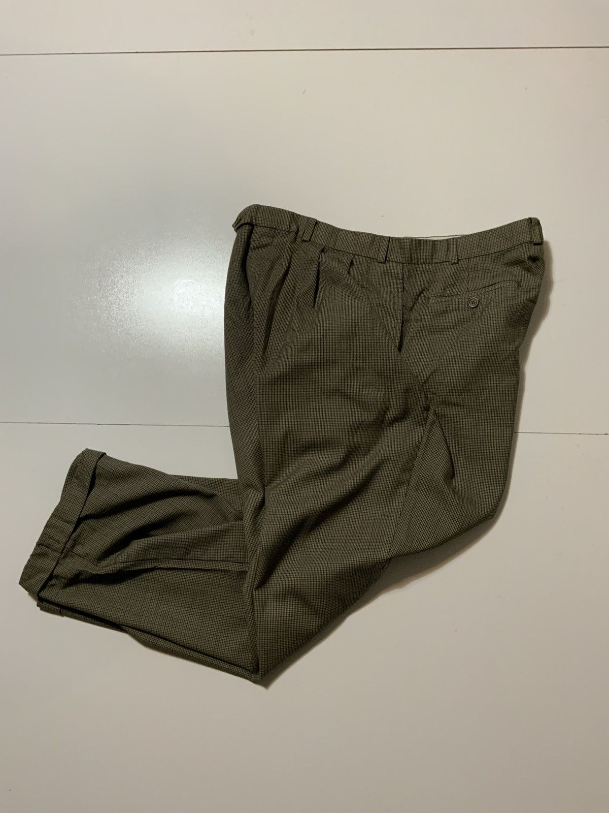 Polo Ralph Lauren × Vintage Vintage Ralph Lauren Wool Houndstooth Pleated Cuffed Pants Size US 38 / EU 54 - 2 Thumbnail