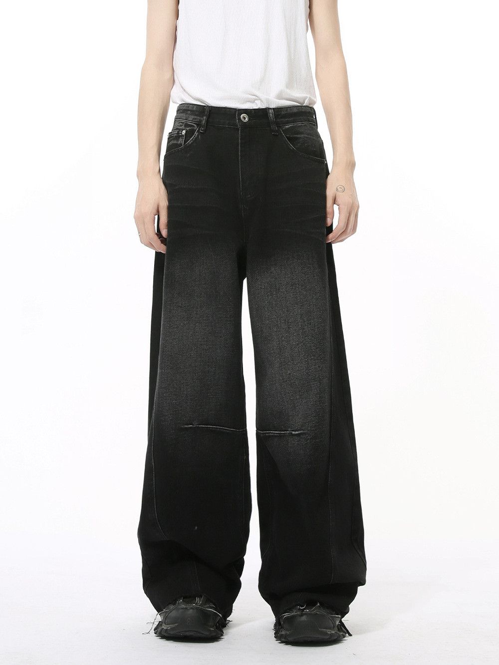 Vintage Men's Street Hip-Hop Loose Straight Jeans with Frayed Hems Size US 32 / EU 48 - 2 Thumbnail
