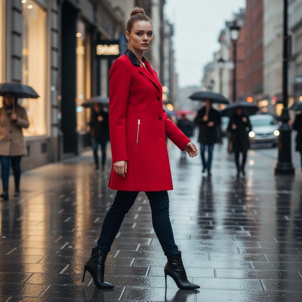 Michael Kors Michael Kors Red Leather Trim Embellishment Peacoat XS /US2 Size XS / US 0-2 / IT 36-38 - 2 Thumbnail