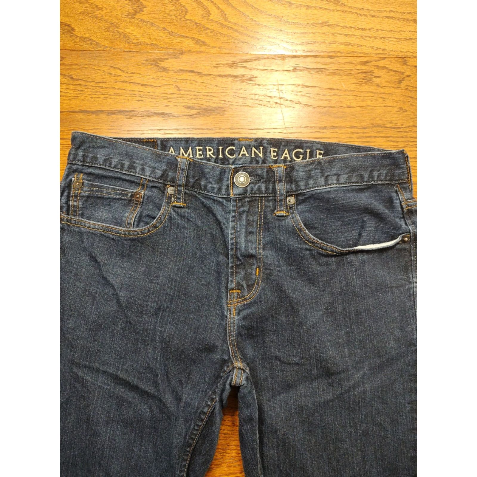 American Eagle Outfitters American Eagle Jeans Mens 31x30 Dark Blue Denim Slim Skinny Measurements Size US 31 - 4 Thumbnail