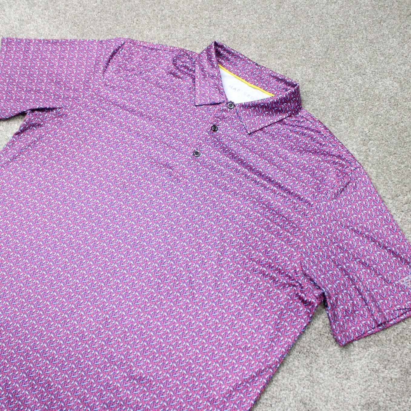 Vintage Maelreg Polo Shirt Mens XL Pink/Blue Geometric Performance Golf Short Sleeve Shirt Size US XL / EU 56 / 4 - 3 Thumbnail