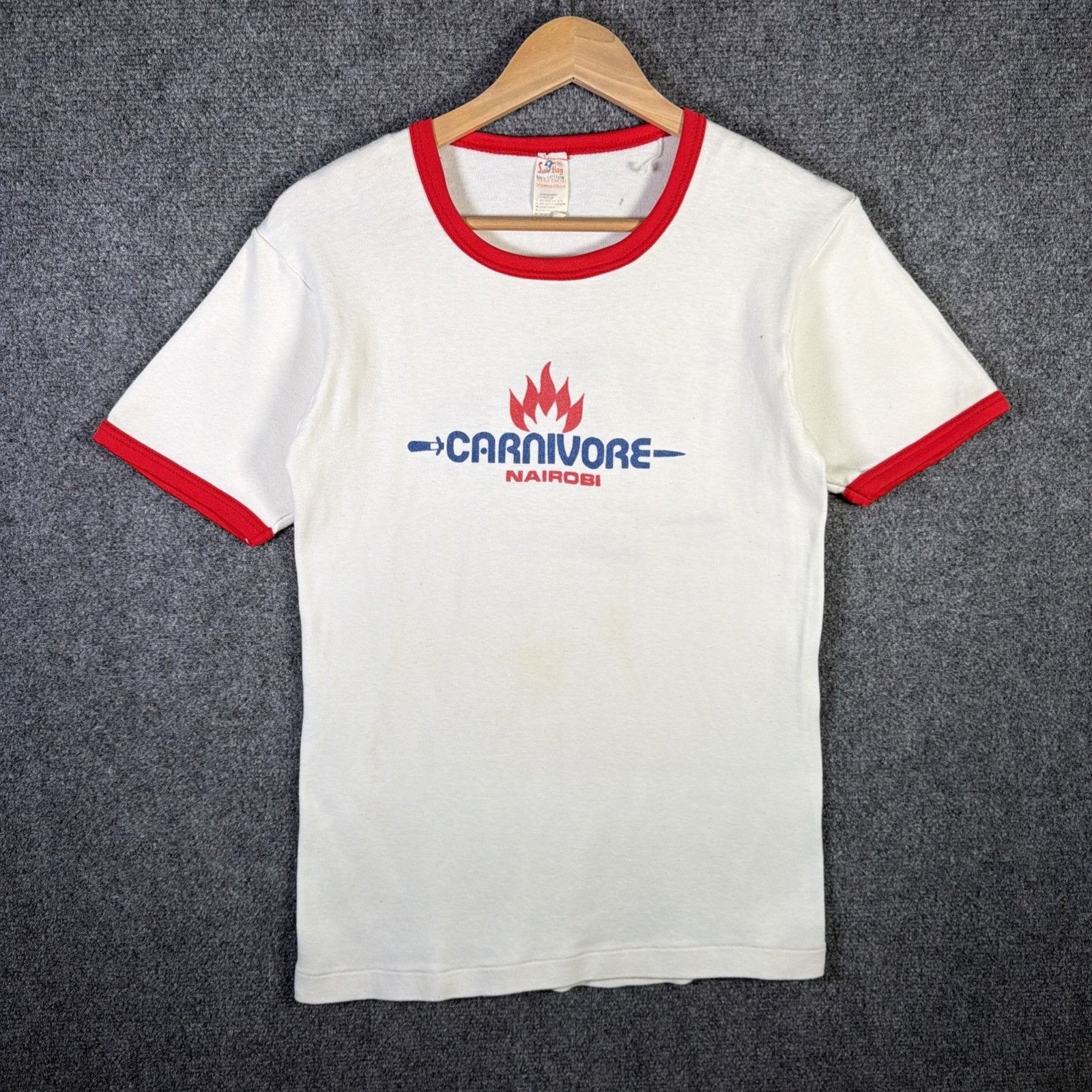 Vintage True Vintage Shirt Large White 60s Nairobi Meat Cow Ringer Size US L / EU 52-54 / 3 - 2 Thumbnail