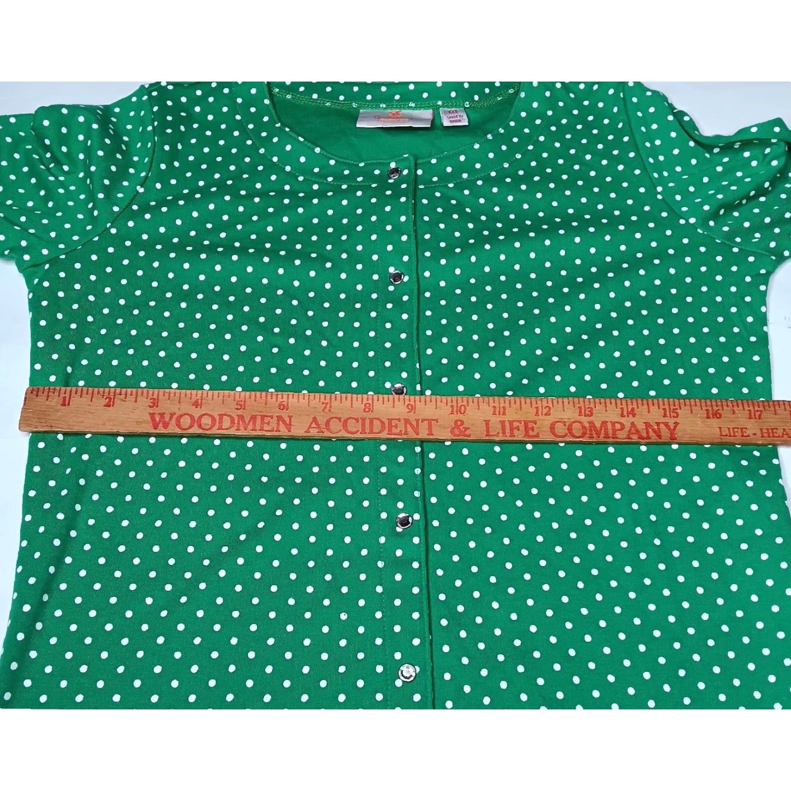 Quacker Factory Quacker Factory Shirt Women XXS Green Polka Dot Snap Up Long Sleeve Cardigan NEW Size XXS / US 00 / IT 34 - 4 Thumbnail