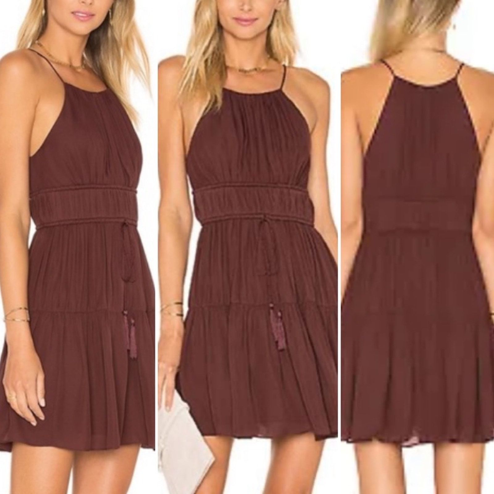 Cinq a Sept Cinq a Sept $380 Silk Lotus Dress In Rum Raisin XS EUC Size XS / US 0-2 / IT 36-38 - 1 Thumbnail