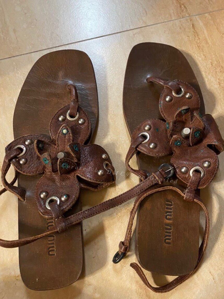 Miu Miu Miu Miu Vintage Flat Sandals Size US 5.5 / IT 35.5 - 1 Thumbnail