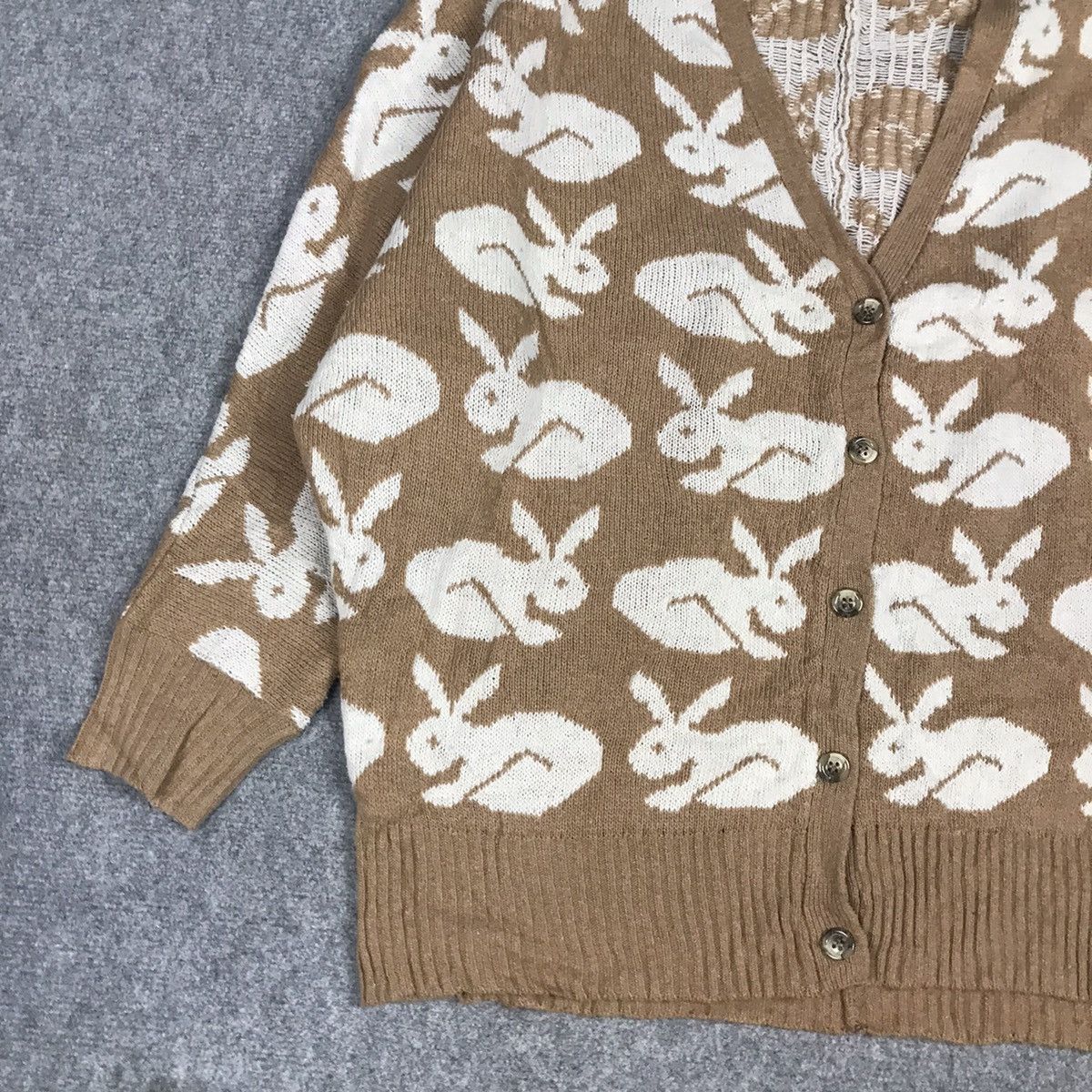 Aran Isles Knitwear × Japanese Brand KNITWEAR CARDIGAN DESIGN RABBIT Size US L / EU 52-54 / 3 - 4 Thumbnail