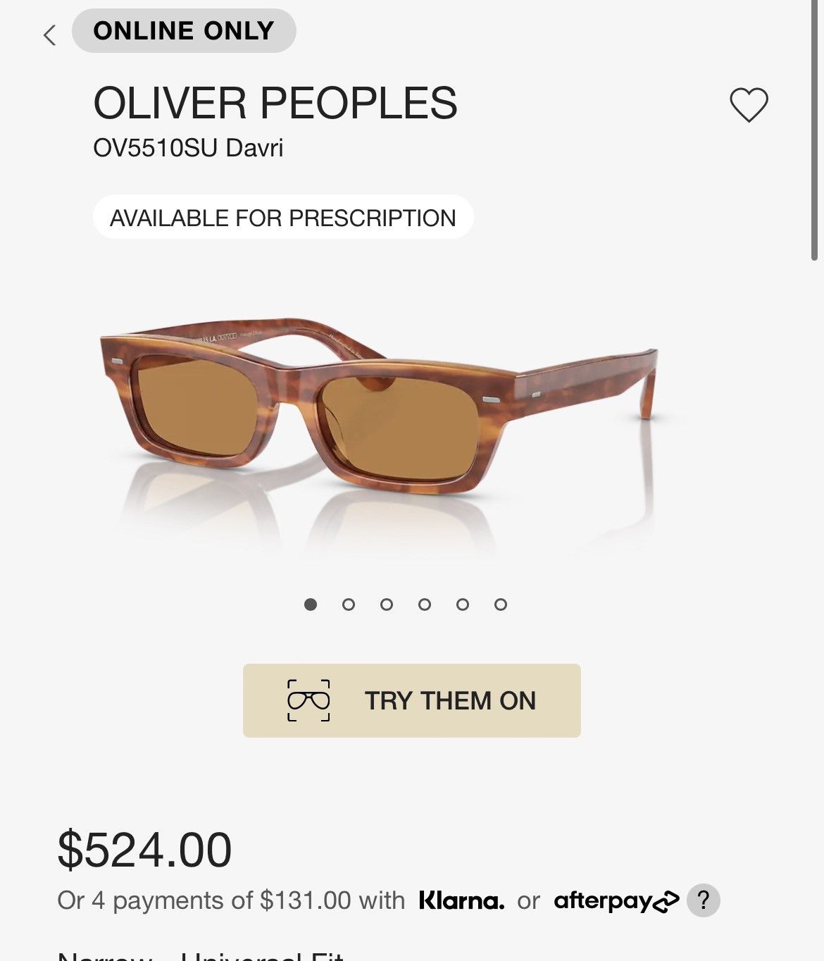 Oliver Peoples Davri Tortoise Sunglasses OV5510SU