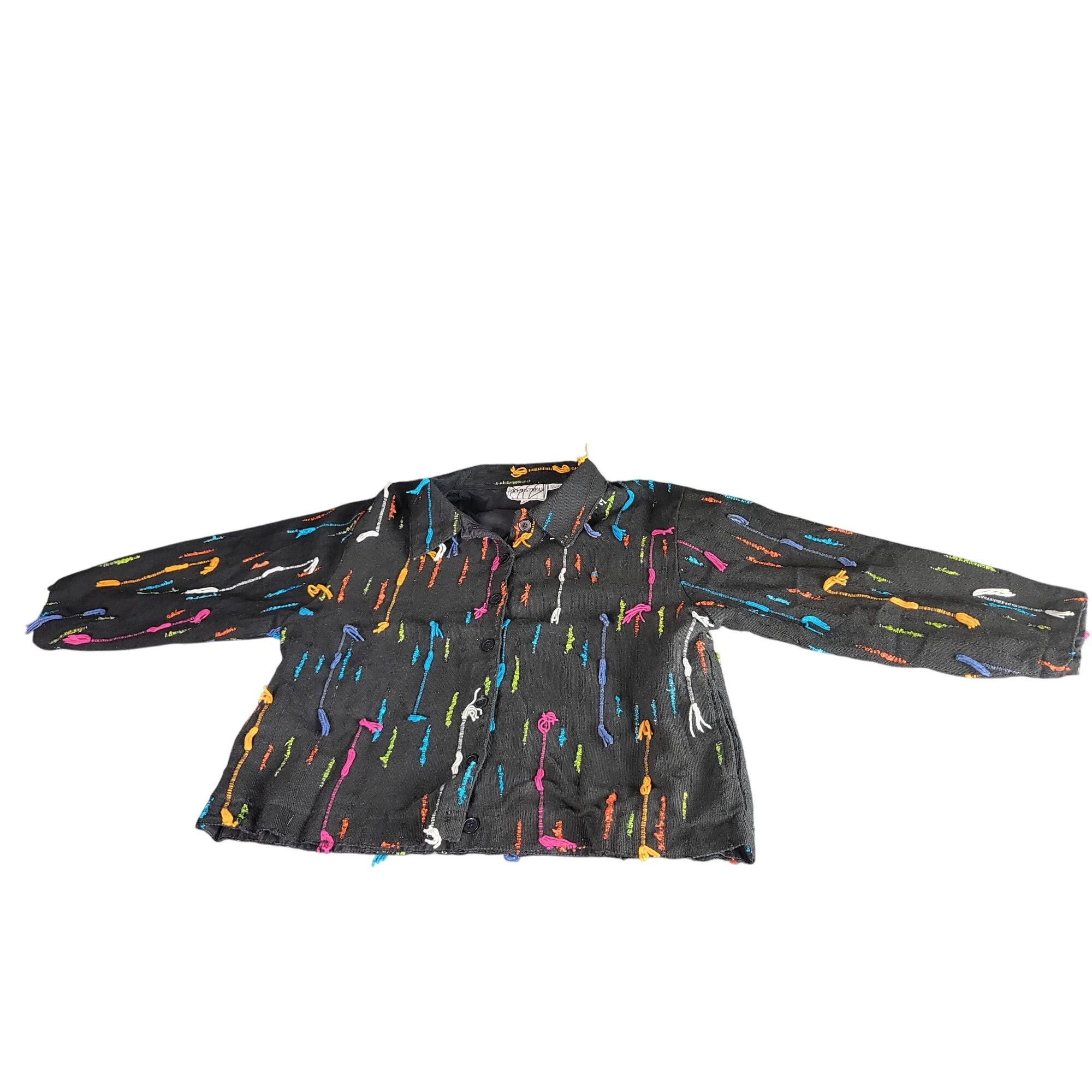 Other Silver Stream Multicolor Embroidered Fringe Buttons Lined Ja Size XL / US 12-14 / IT 48-50 - 1 Thumbnail