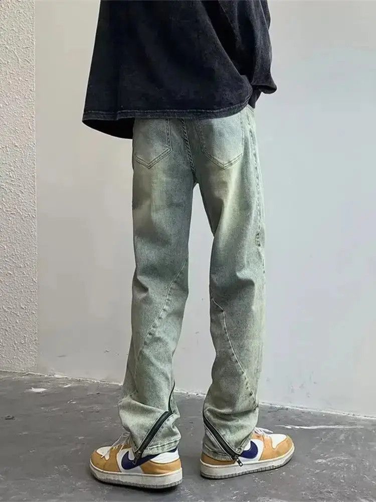 Japanese Brand Retro zipper micro flared straight leg jeans Size US 32 / EU 48 - 6 Thumbnail