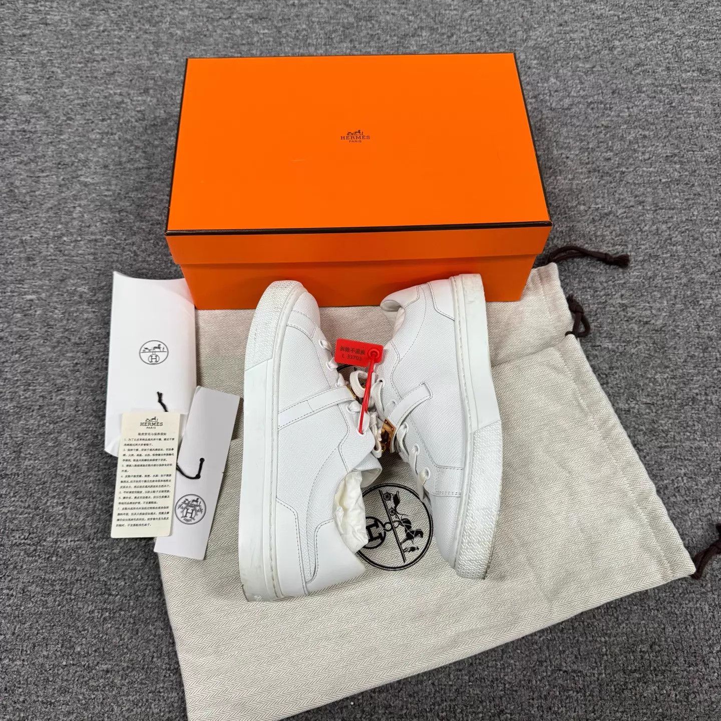 Hermes Hermes Kelly Metallic Buckle White Platform Sneaker 37 Size US 6.5 / IT 36.5 - 4 Thumbnail