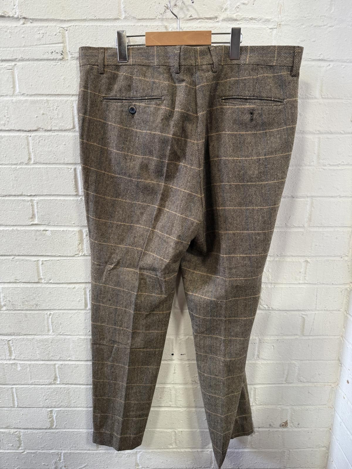 Unknown London Men's Wool Dress Pants with Check Pattern - Size 34 Size 42R - 1 Thumbnail