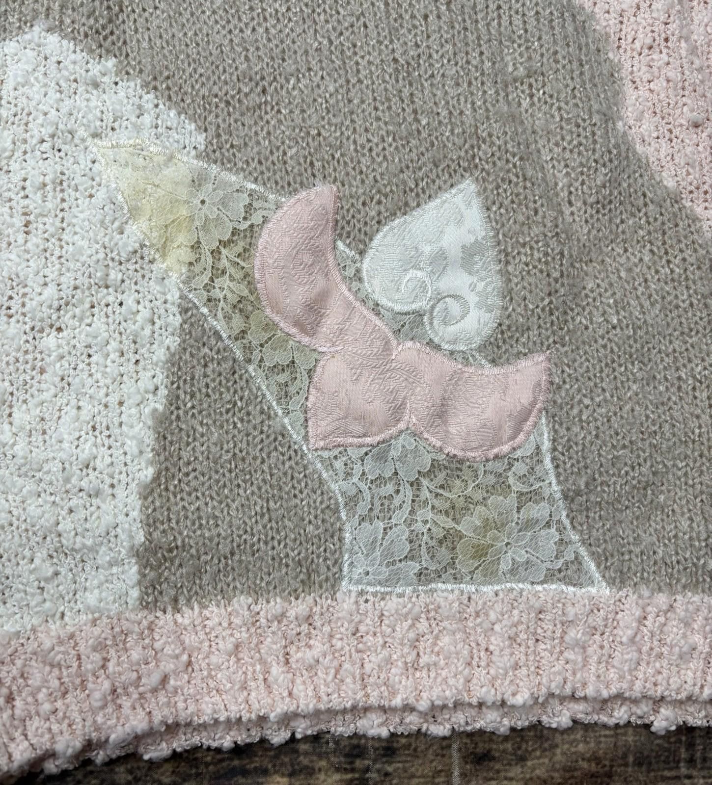 Other Beldoch Popper Sweater Womens L Knit Lace Grannycore Pink Size L / US 10 / IT 46 - 6 Thumbnail