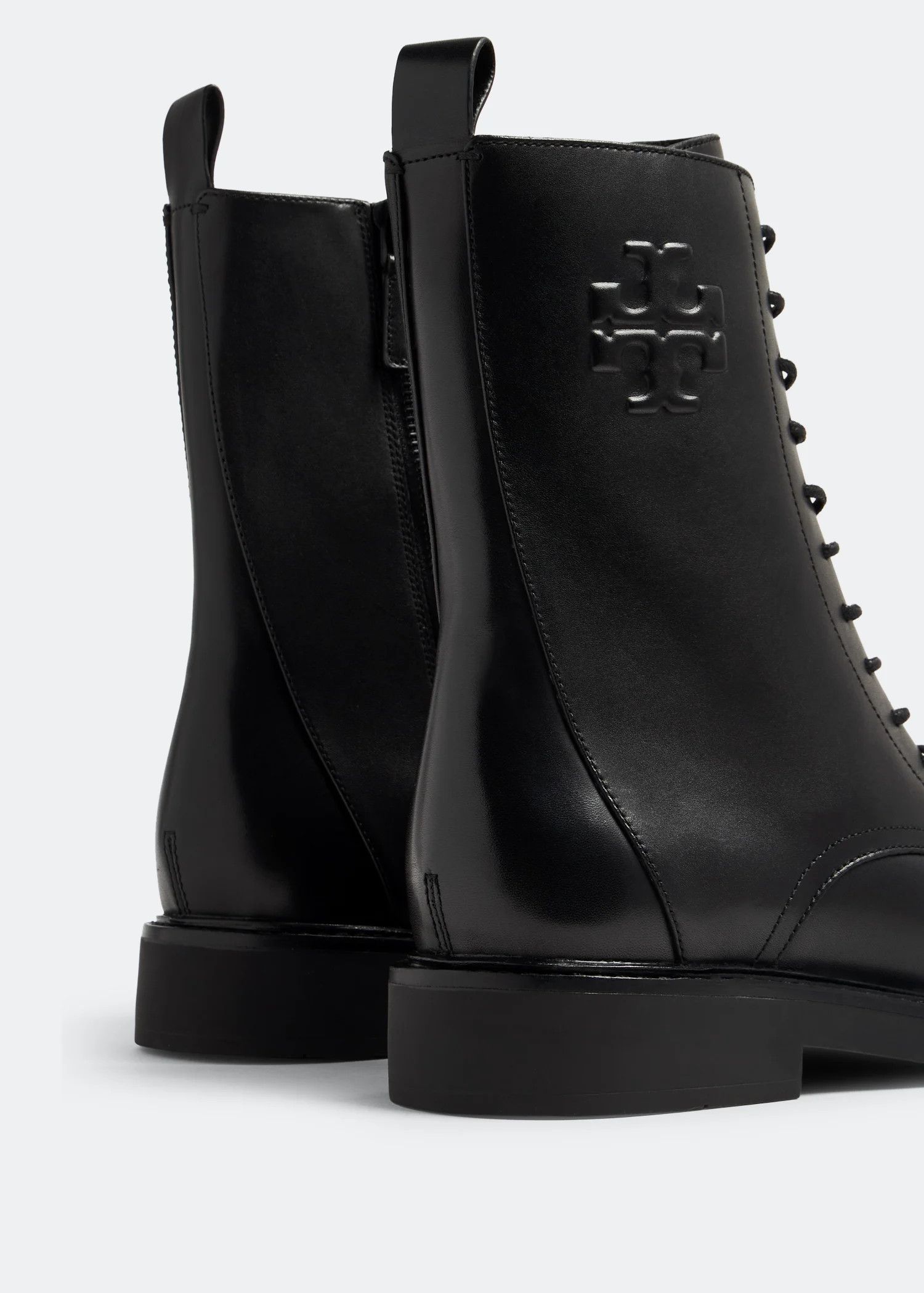 Tory Burch o1s22i1n1024 Double T Combat Boots in Black Size US 7 / IT 37 - 3 Thumbnail
