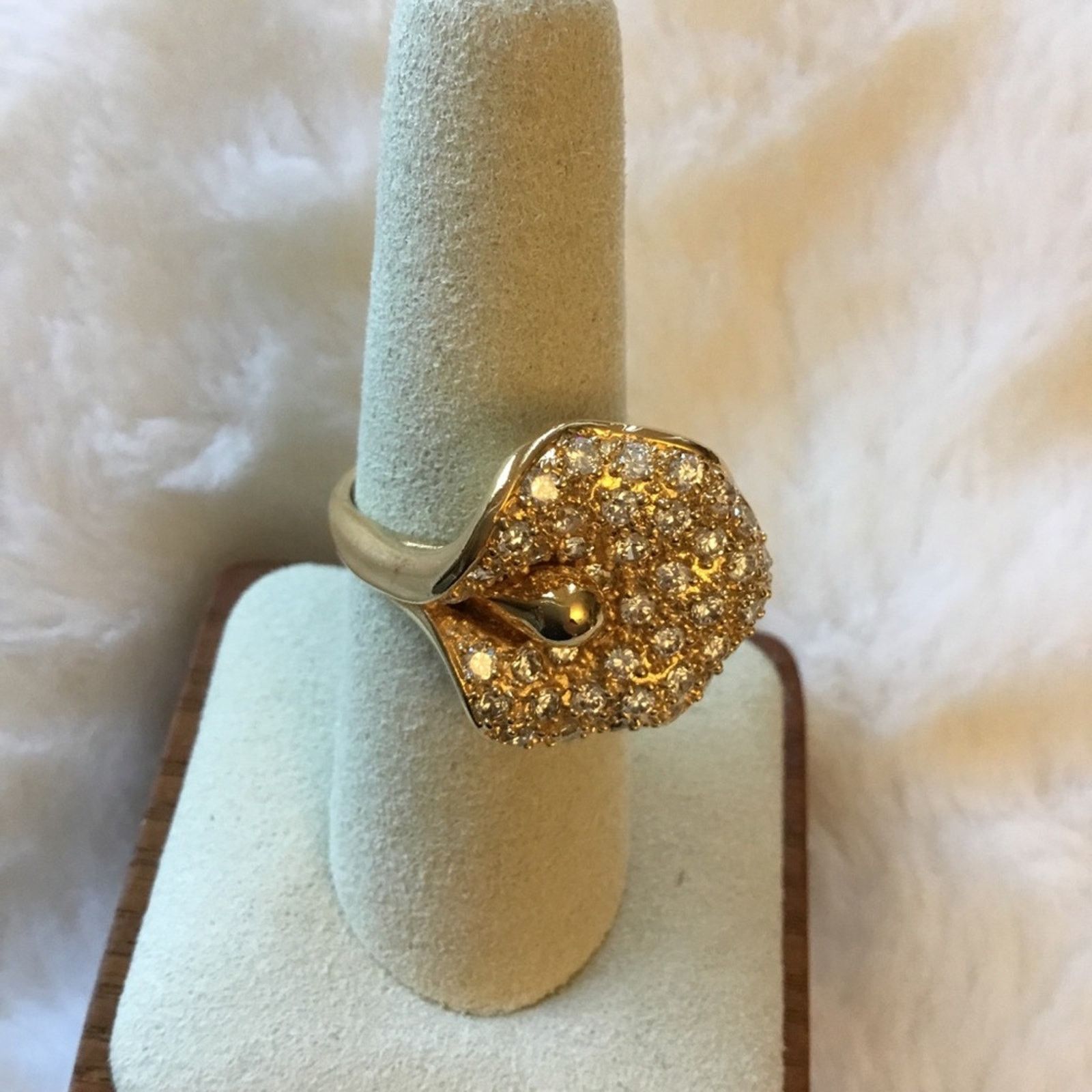 Other Gold Lily Crystal Statement Cocktail Ring Size ONE SIZE - 5 Thumbnail