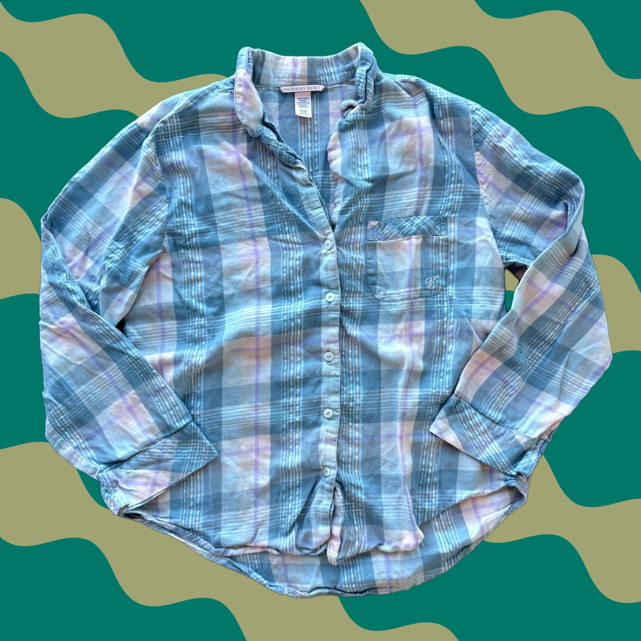 Vintage VINTAGE Victoria's Secret Blue Pink Plaid Longsleeve Button Down Shirt Women SXS? Size S / US 4 / IT 40 - 1 Thumbnail