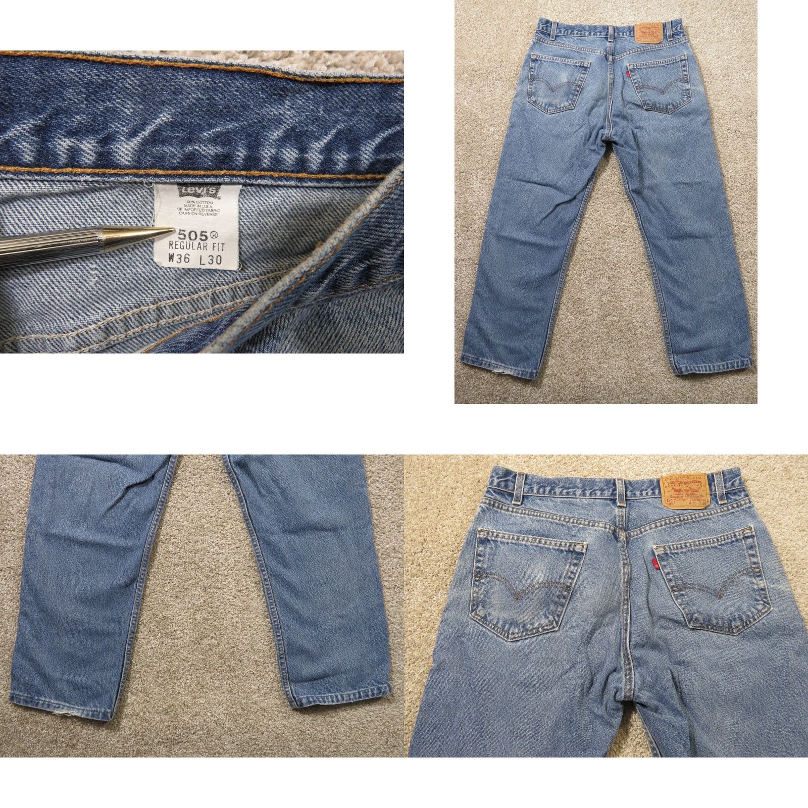 Levi's VTG Levi's 505 Jeans Denim Straight Leg 33x25.5 Men's Blue Reg Fit USA Vintage 2001 Size US 33 - 8 Thumbnail