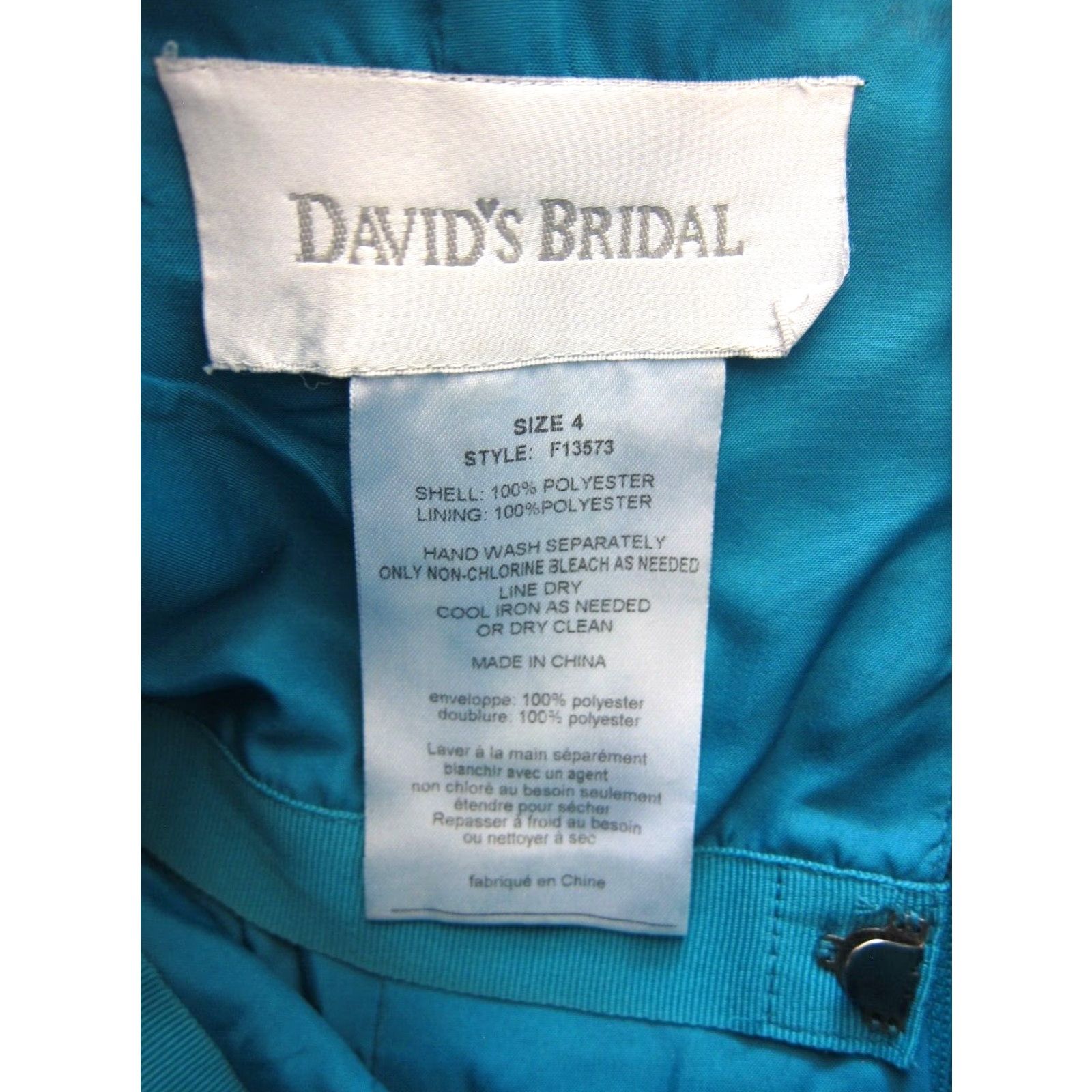 Vintage David's Bridal Turquoise Strapless Ruched Long Maxi Wedding Dress 4 Women Pink? Size S / US 4 / IT 40 - 4 Thumbnail