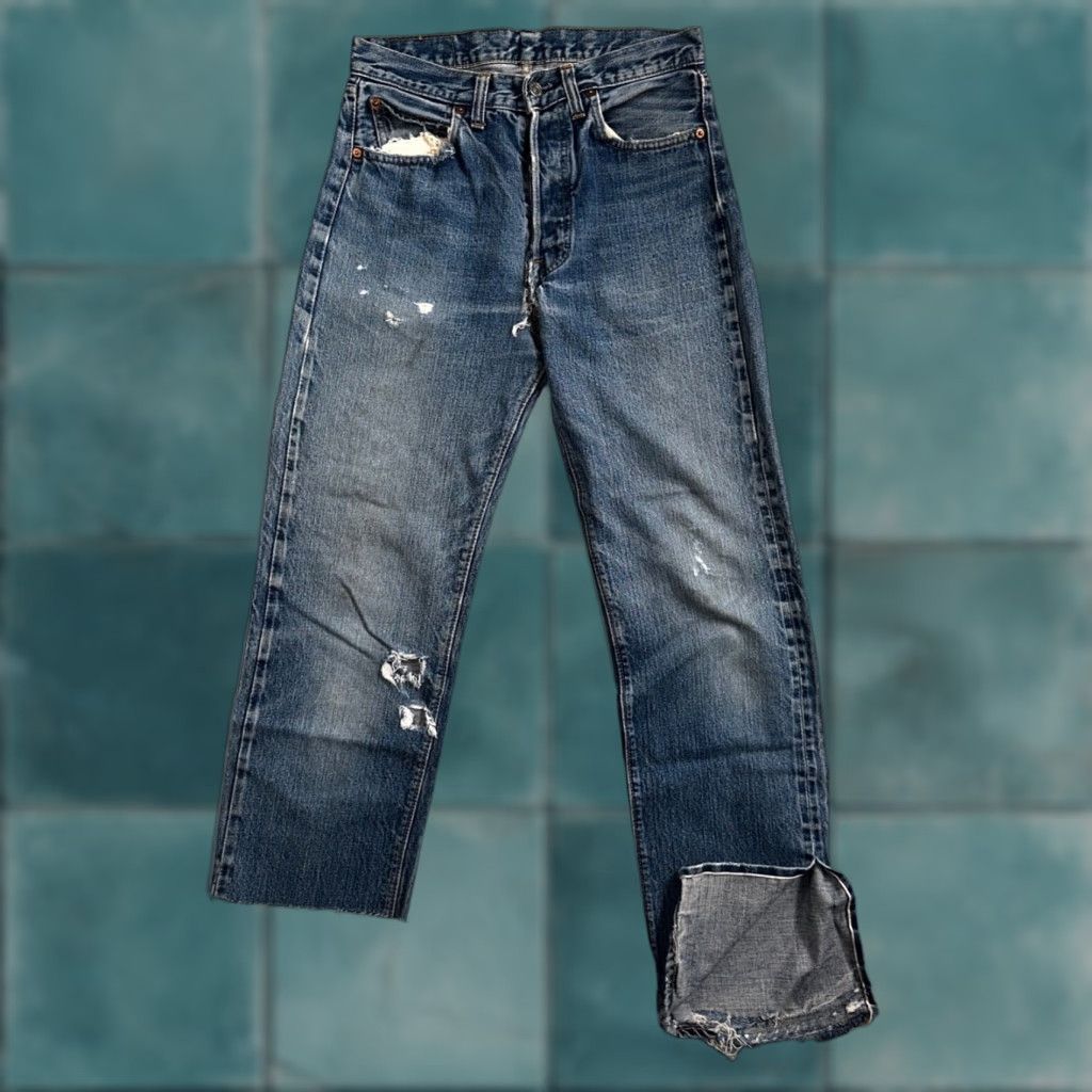 Levi's VINTAGE Levi's 501 XX Jeans 70s Redline Selvedge VTG 30x34 34 Inseam Blue Denim Distressed Button Fly Straight Mens Size US 30 / EU 46 - 1 Thumbnail