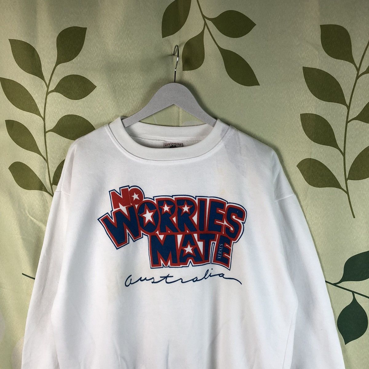 Vintage No Worries Mate White Sweatshirt #7460 Size US M / EU 48-50 / 2 - 2 Thumbnail
