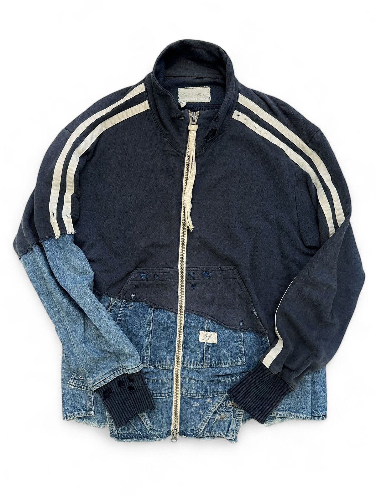 Greg Lauren 50 50 Fleece Vintage Denim Track Jacket Grailed