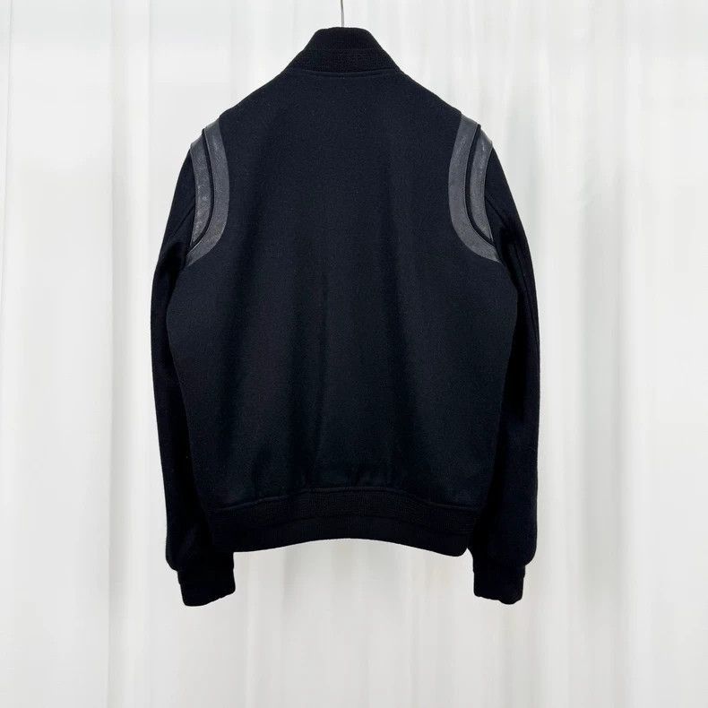 Saint Laurent Paris Saint Laurent Black Wool Leather Trim Bomber Jacket- Size US S / EU 44-46 / 1 - 2 Thumbnail