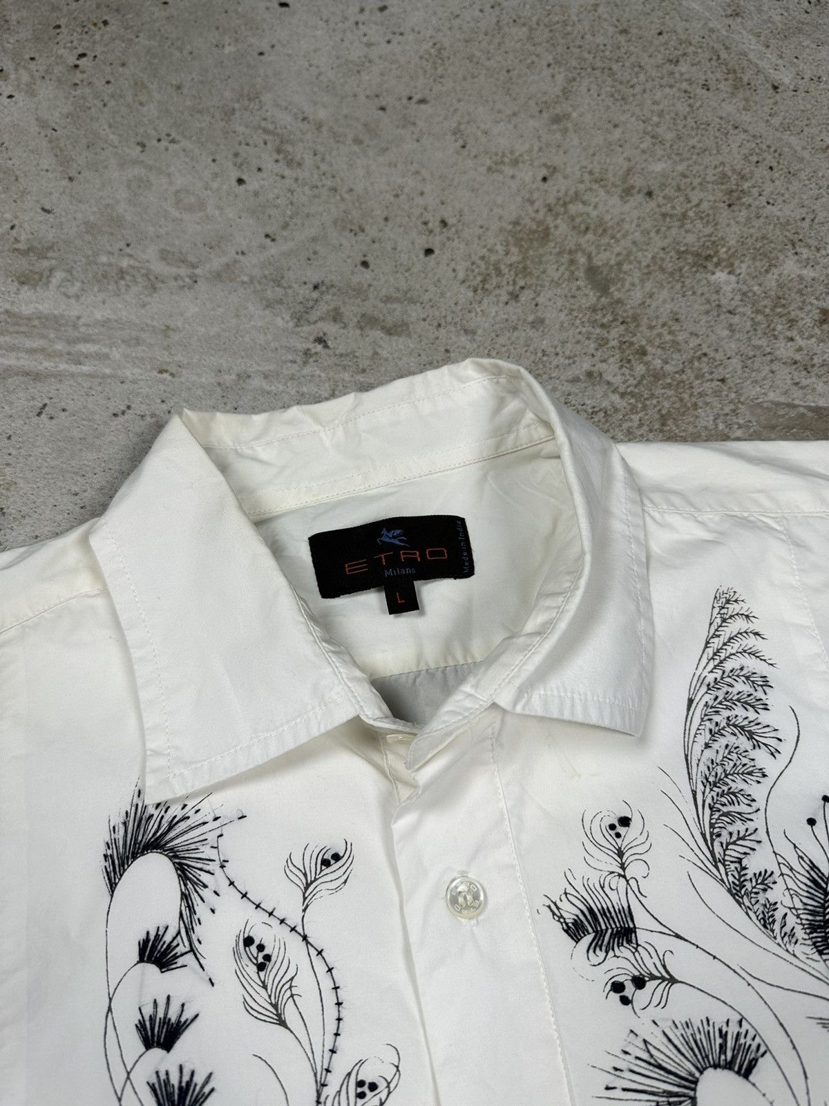 Etro Etro Milano Floral Embroidered Long Sleeve White Shirt Size US L / EU 52-54 / 3 - 8 Thumbnail
