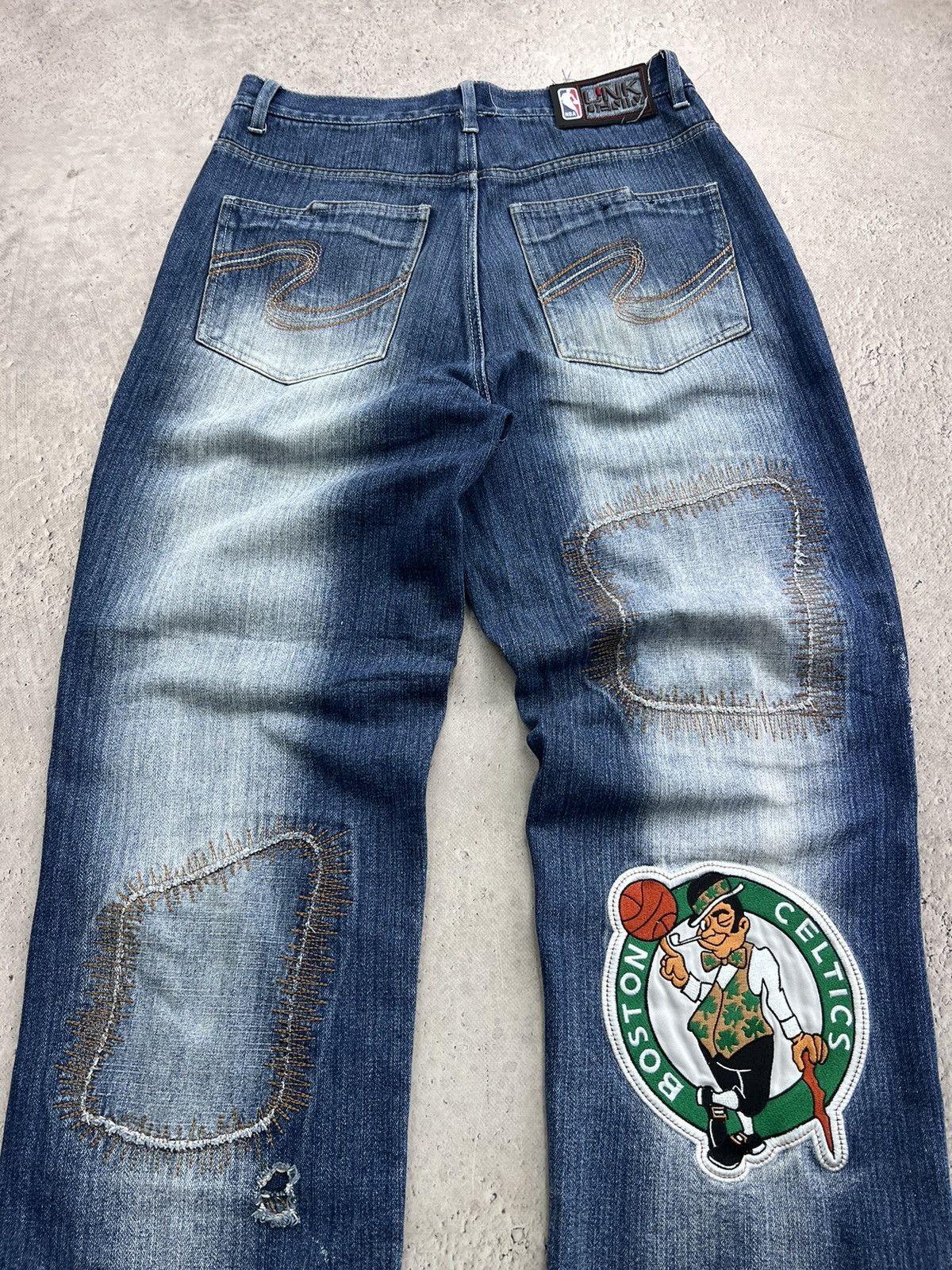 NBA × Vintage VINTAGE NBA UNK DENIM BAGGY JEANS JERSEY Y2K Size US 32 / EU 48 - 12 Thumbnail