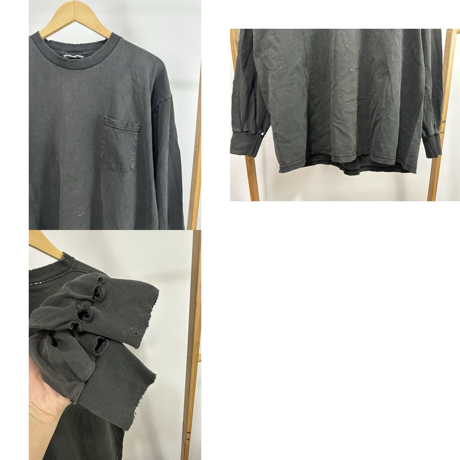 Lee VTG Lee Distressed Worn Cotton Blank Pocket Long Sleeve BOXY T-Shirt XL USA Men Size US XL / EU 56 / 4 - 8 Thumbnail