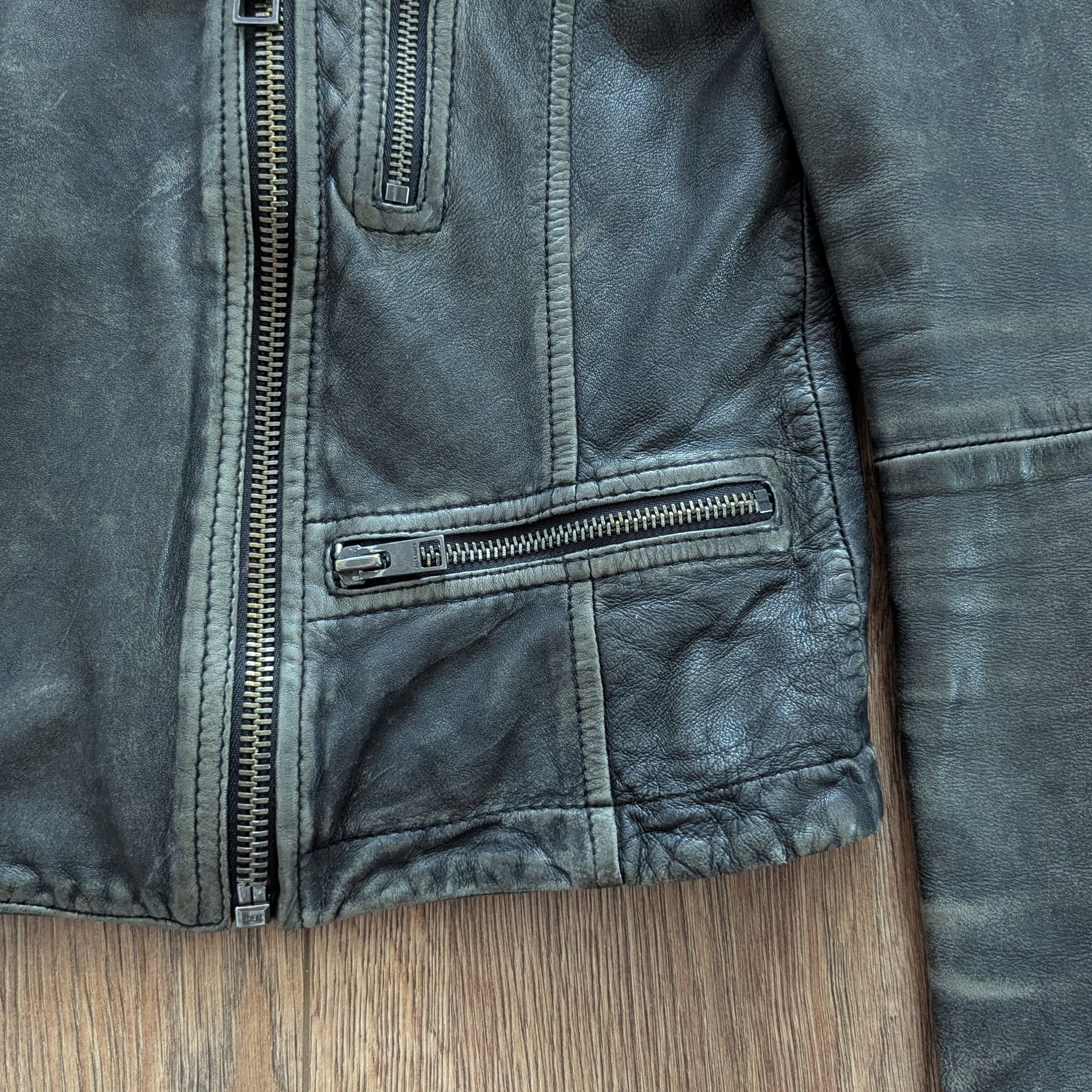 Allsaints × Leather ALLSAINTS Cargo Biker Leather Jacket With Scuffs Motorcycle Size M / US 6-8 / IT 42-44 - 8 Thumbnail