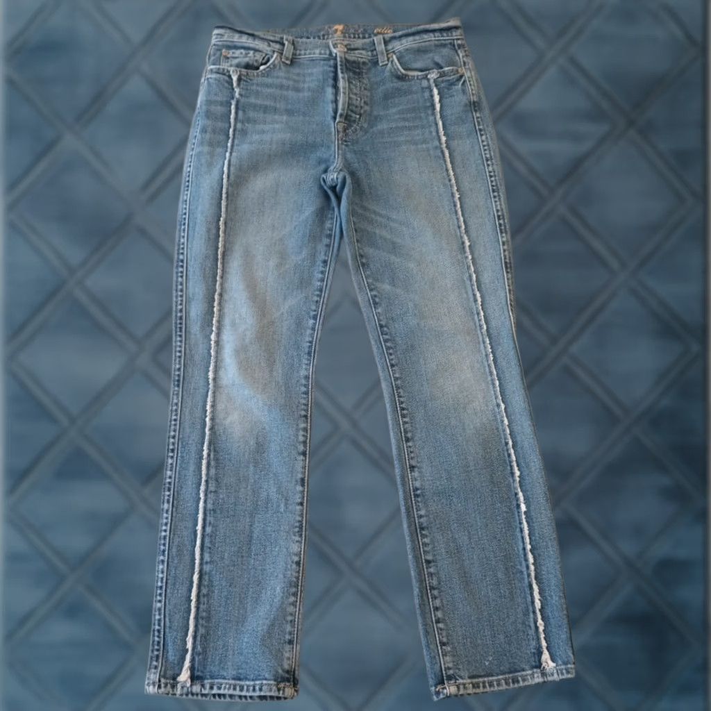 7 For All Mankind 7 For All Mankind Jeans Womens 27 Blue Edie Size Wash Button Fly 27x26 Size 27" / US 4 / IT 40 - 1 Thumbnail