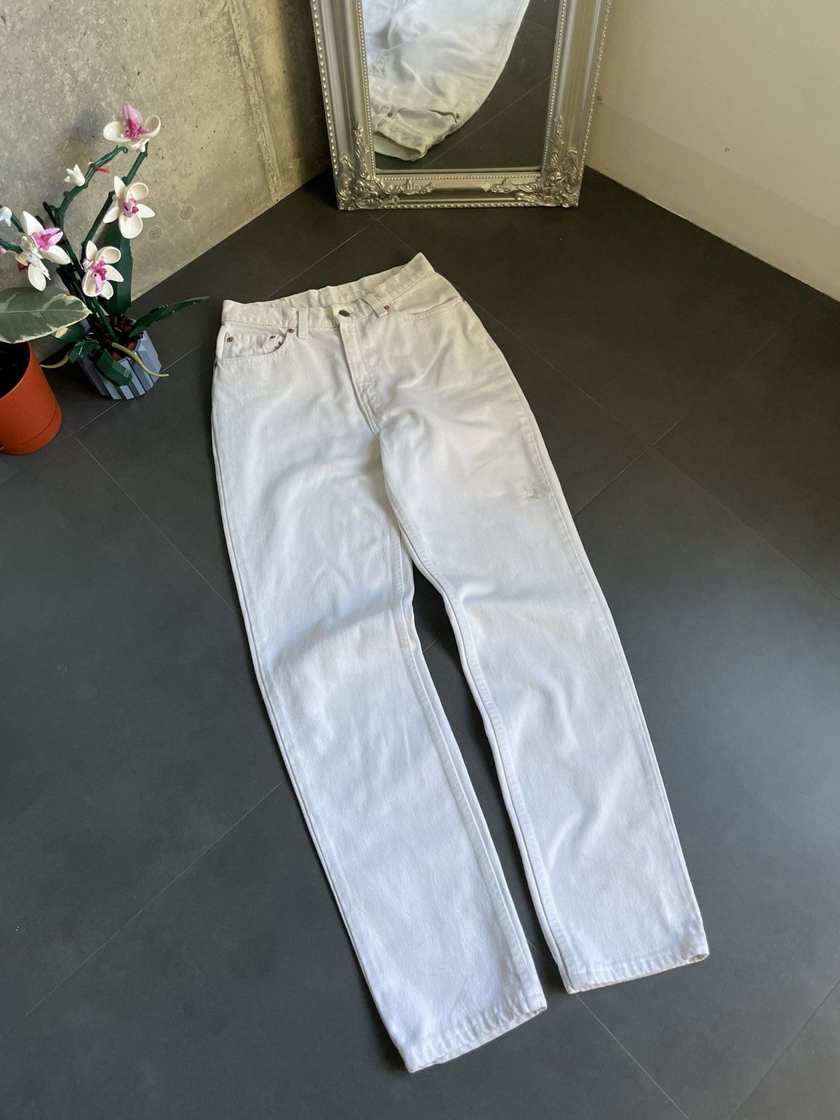 Levi's Vintage Levi’s Baggy White Perfect Faded Jeans Size 28" / US 6 / IT 42 - 4 Thumbnail