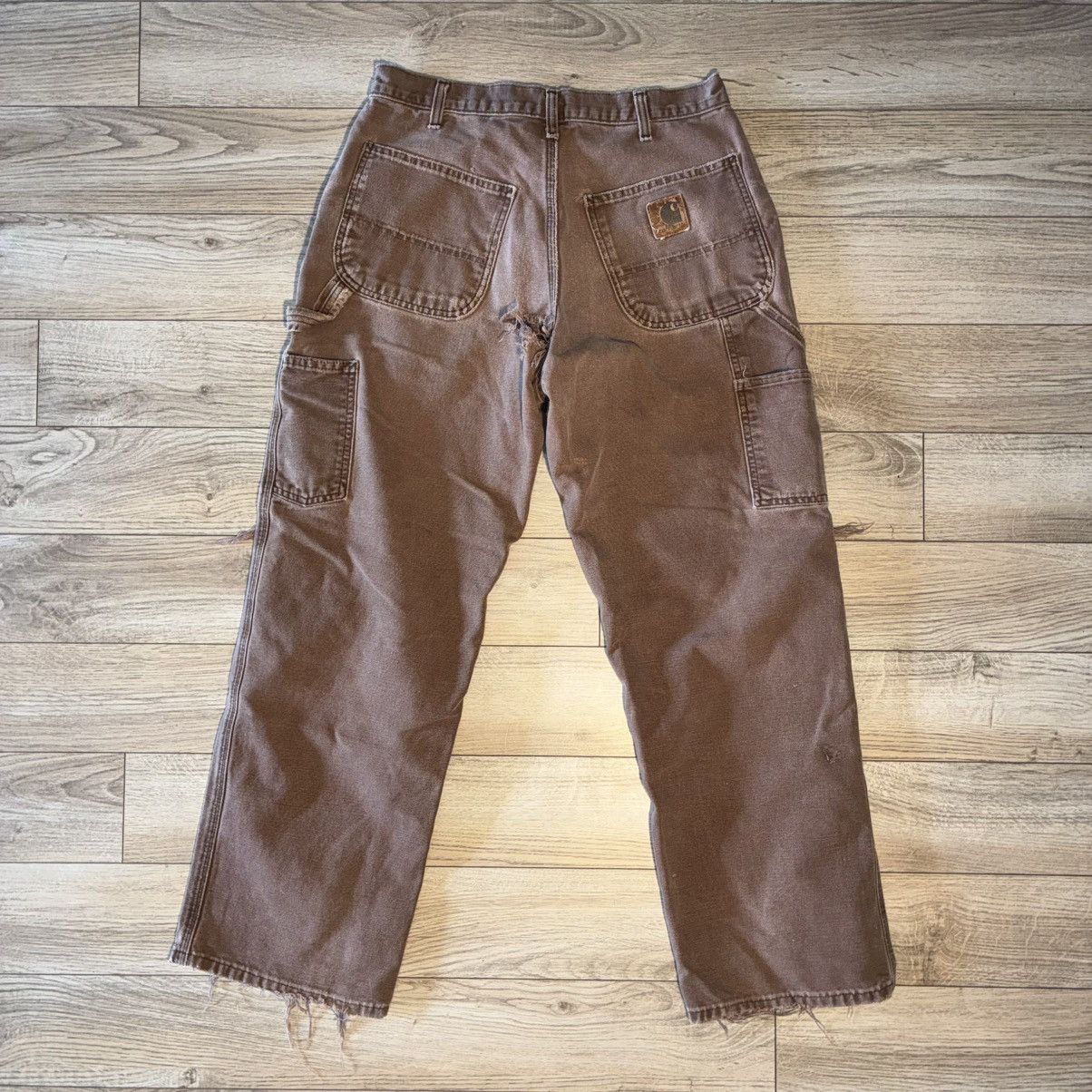 Carhartt Brown Carhartt carpenter pants distressed thrashed Size US 30 / EU 46 - 3 Thumbnail