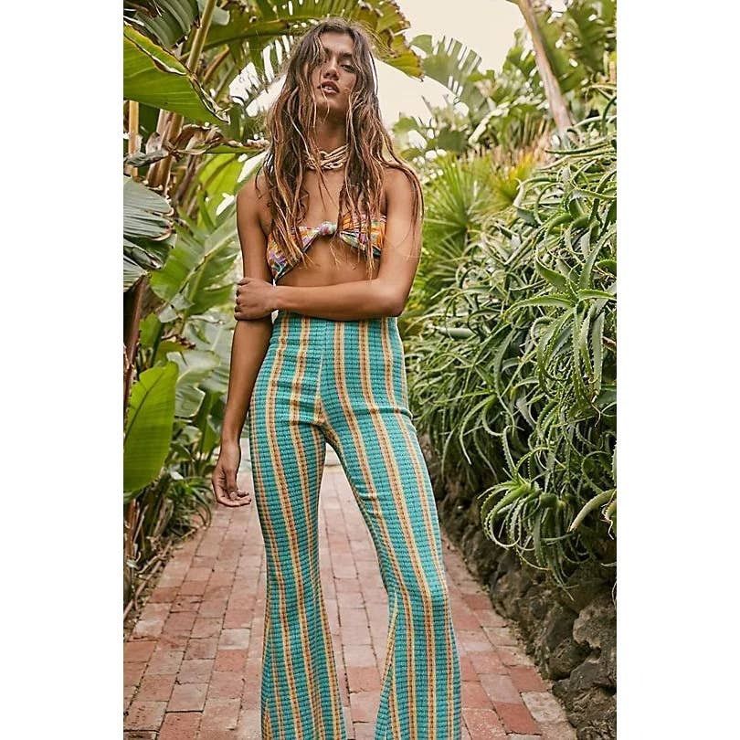 Free People New Free People Fine Line Slim Flare Pants $78 Small Stretch Size 28" / US 6 / IT 42 - 2 Thumbnail