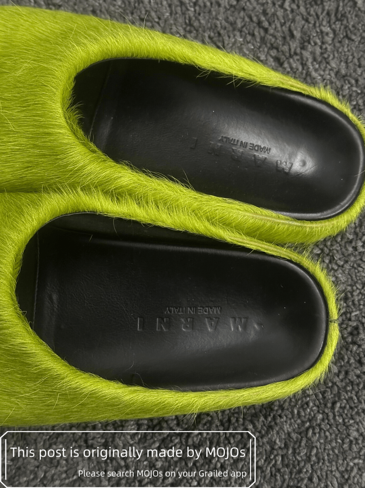 Sz 42 Marni Green Fur Slide mojos113317