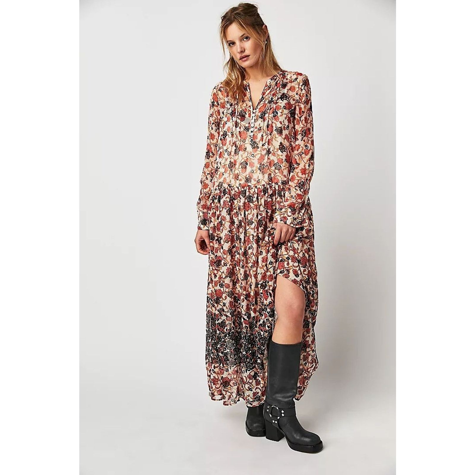Free People New Free People See It Through Dress $168 X-SMALL Tea Floral Size XS / US 0-2 / IT 36-38 - 2 Thumbnail