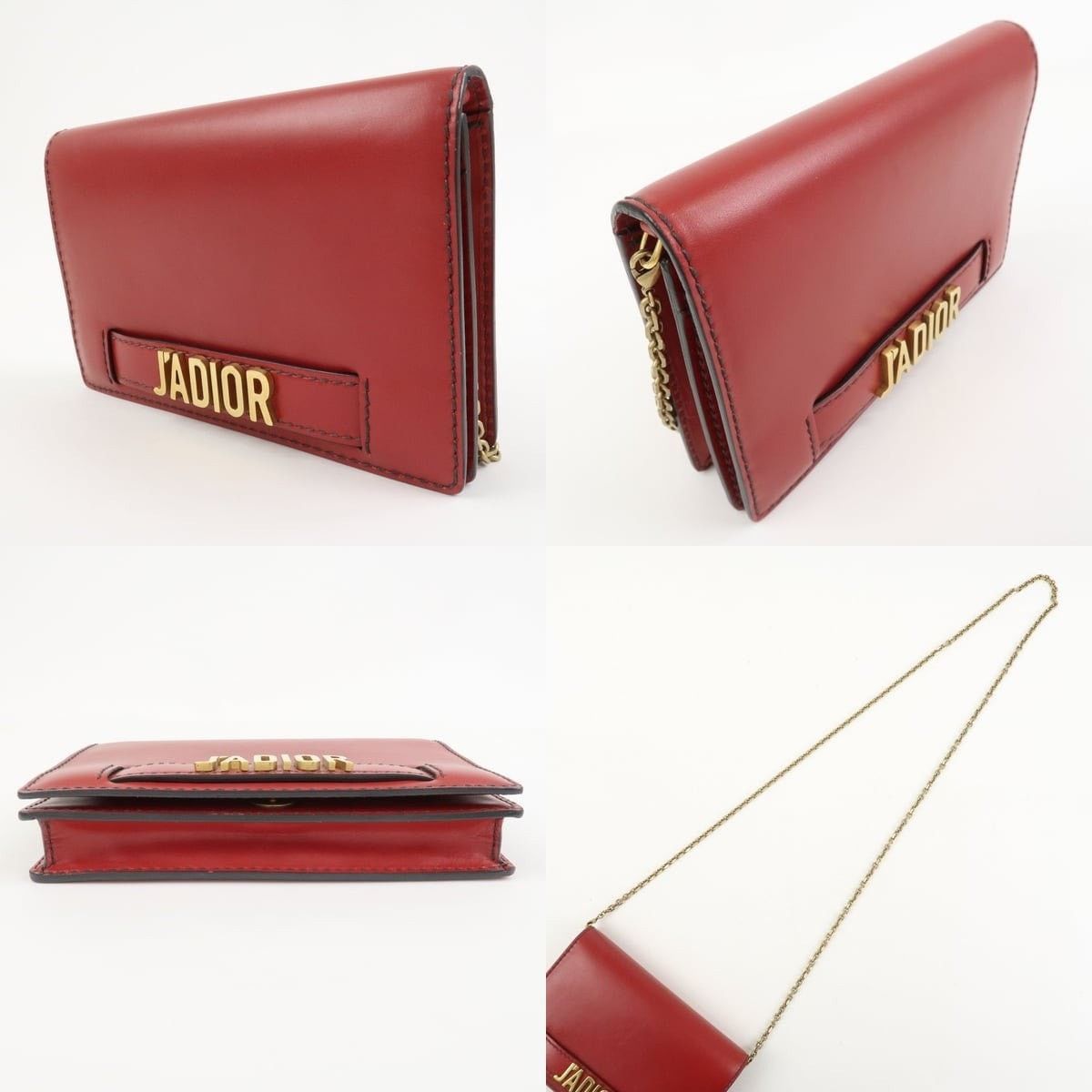 Christian Dior Monsieur Christian Dior J'Adior Calfskin Wallet On Chain Red Size ONE SIZE - 3 Thumbnail