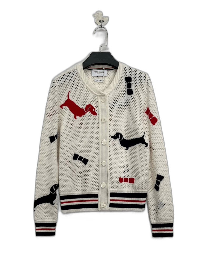 Thom Browne Thom Browne Beige Knitted Dog Cardigan Size M / US 6-8 / IT 42-44 - 1 Thumbnail