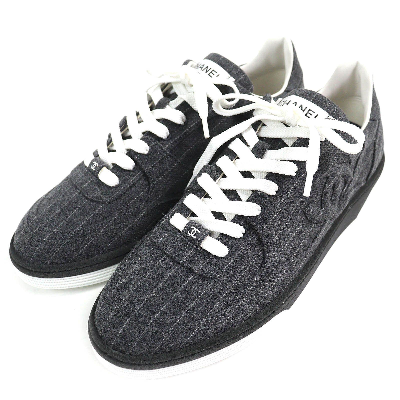 Chanel Chanel Chanel COCO Mark Stripe Pattern Wool Sneakers Others Shoes G46012 Size ONE SIZE - 1 Thumbnail