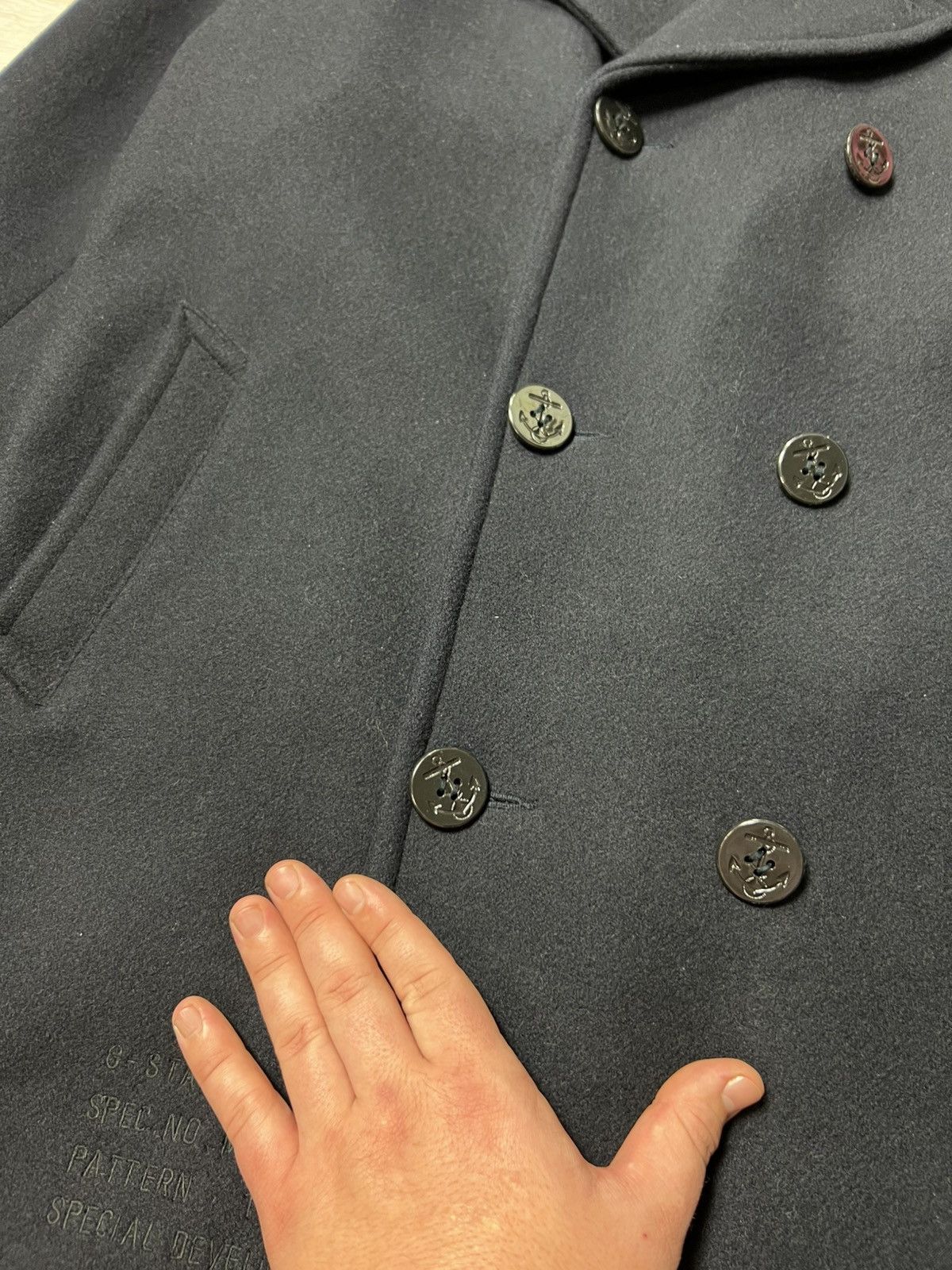 G-Star Rare G-Star RAW Wool Double Breasted Pea Coat Anchor Buttons Size US L / EU 52-54 / 3 - 8 Thumbnail