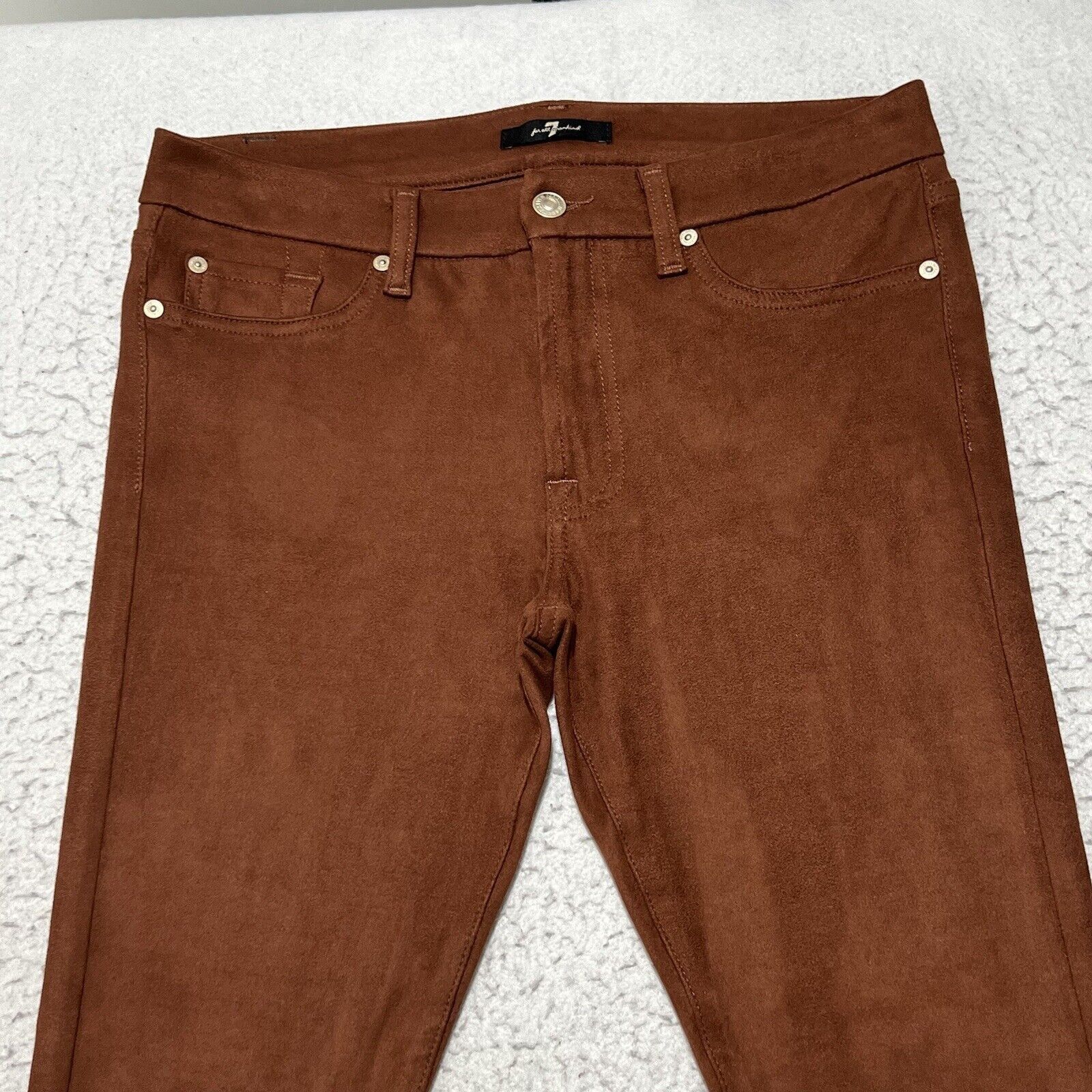 7 For All Mankind 7 For All Mankind Suede Ankle Mid Rise Skinny Stretch Pants Size 31" - 2 Thumbnail
