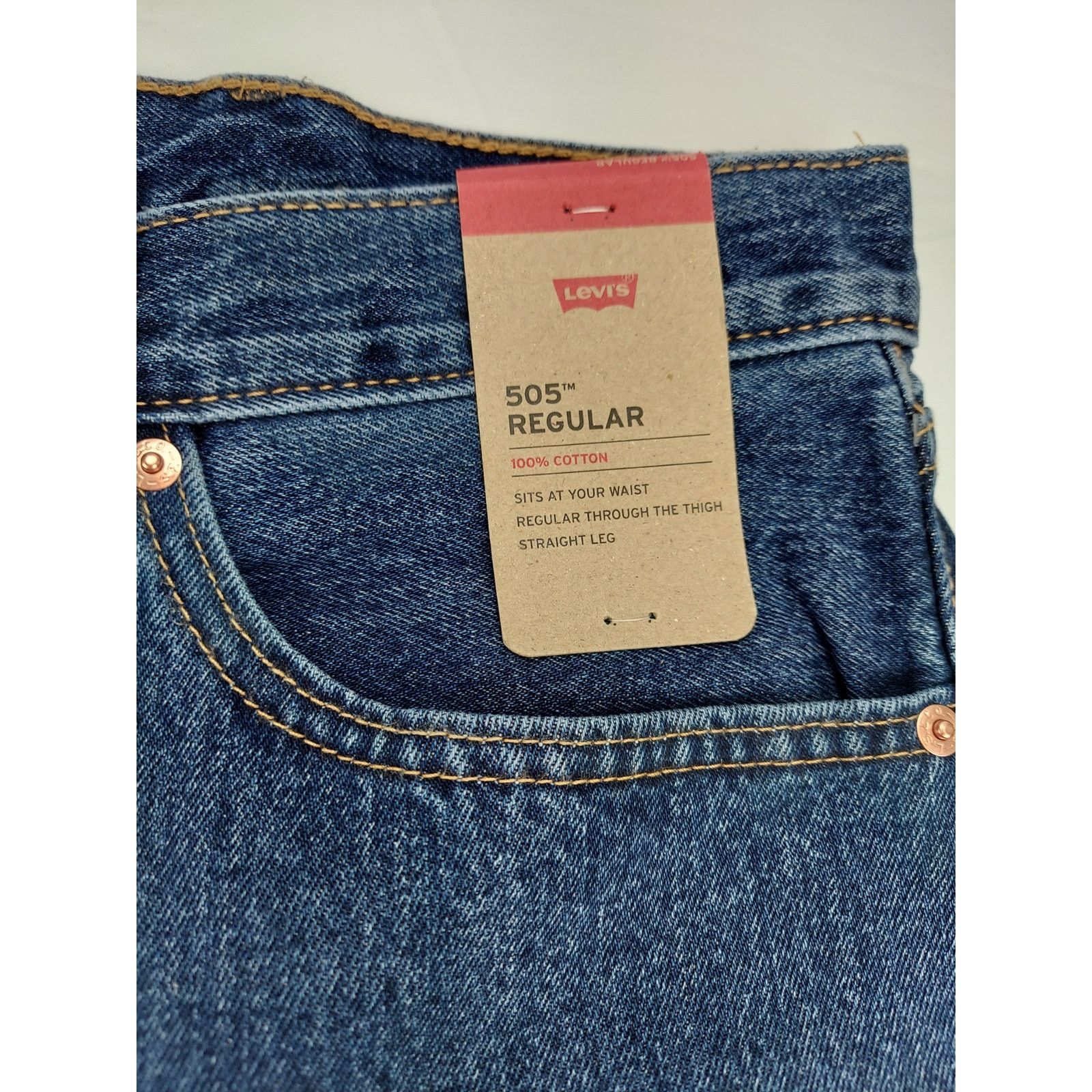 Levi's Levis NEW 505 Regular Straight Leg 40x32 Dark Stonewash Jean Size US 40 / EU 56 - 8 Thumbnail