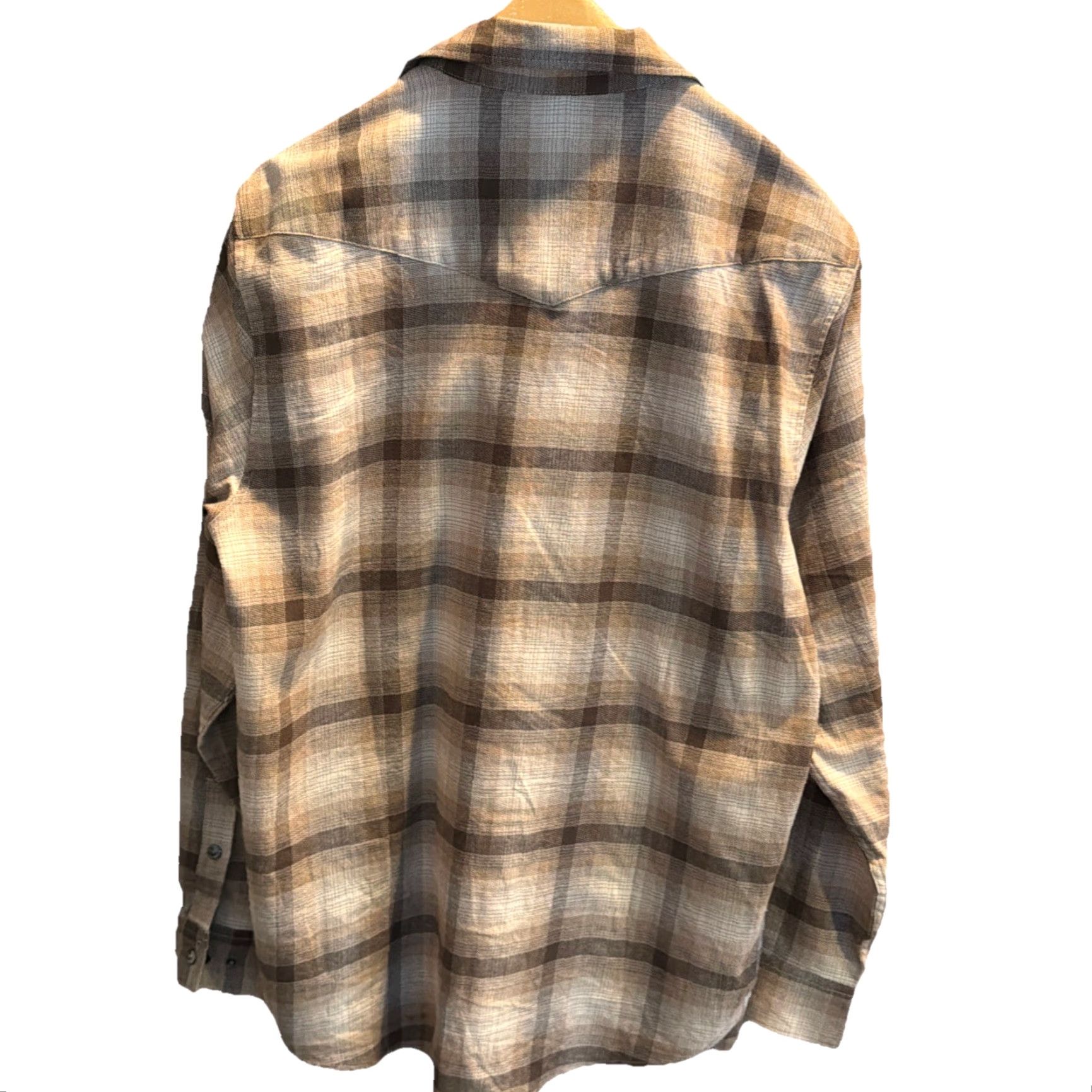 Thorogood Thorogood Brown Tan Wide Plaid Shirt Pearl Snap Mens M Western Flap Pockets Soft Size US M / EU 48-50 / 2 - 3 Thumbnail