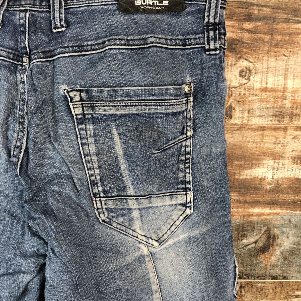 Japanese Brand Burtle Blue Distressed vintage Denim Pants #A2172 Size US 34 / EU 50 - 20 Thumbnail