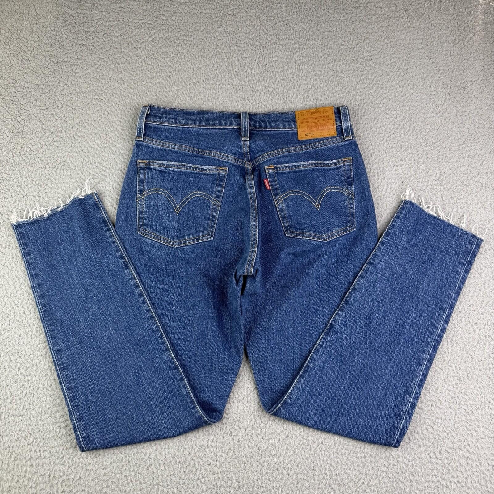 Levi's Levis 501 S Skinny Button Fly Raw Hem Jeans Women's 28x28 Size 28" / US 6 / IT 42 - 1 Thumbnail