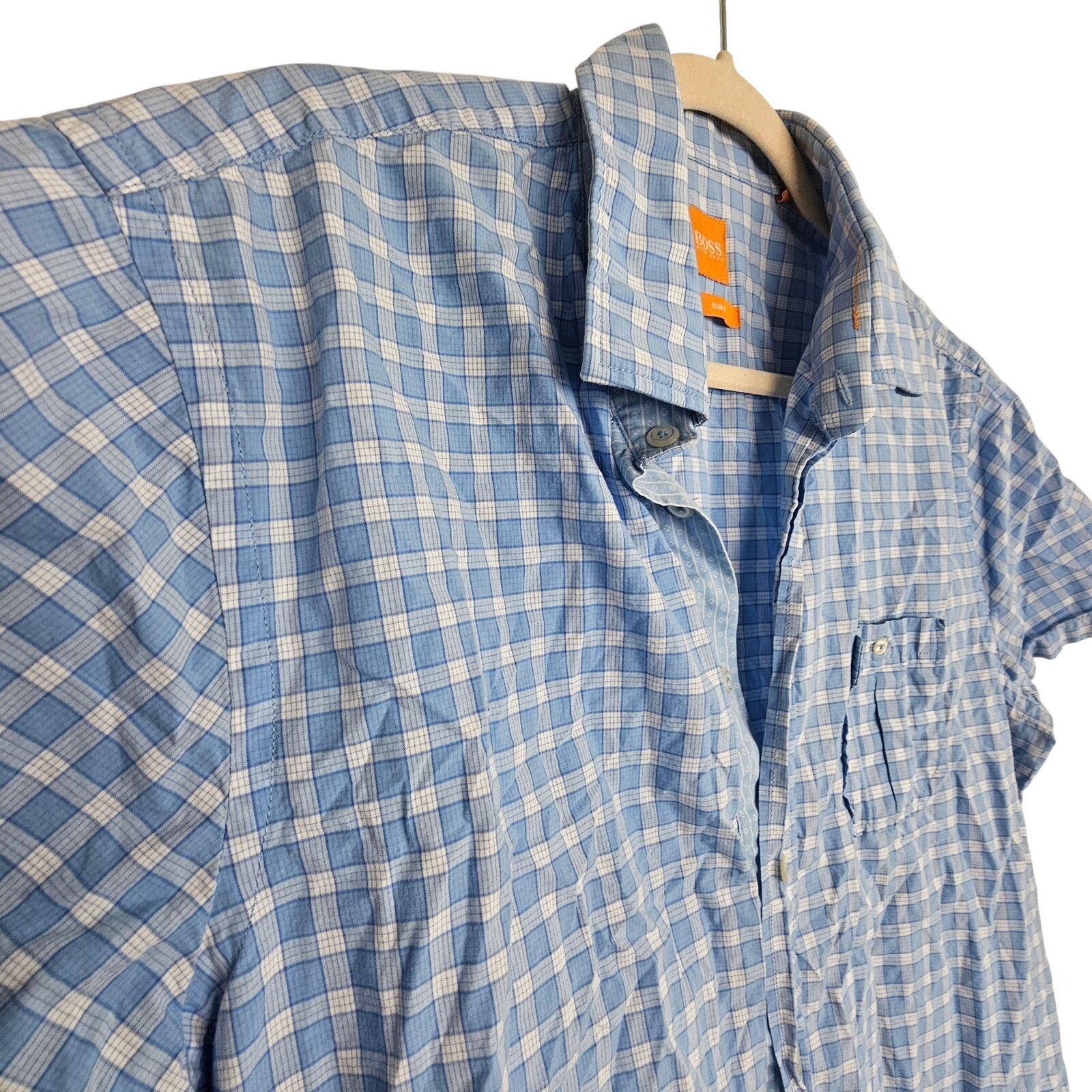 Hugo Boss Boss Hugo Boss Shirt Button Front Short Sleeve Blue White XL Size US XL / EU 56 / 4 - 5 Thumbnail