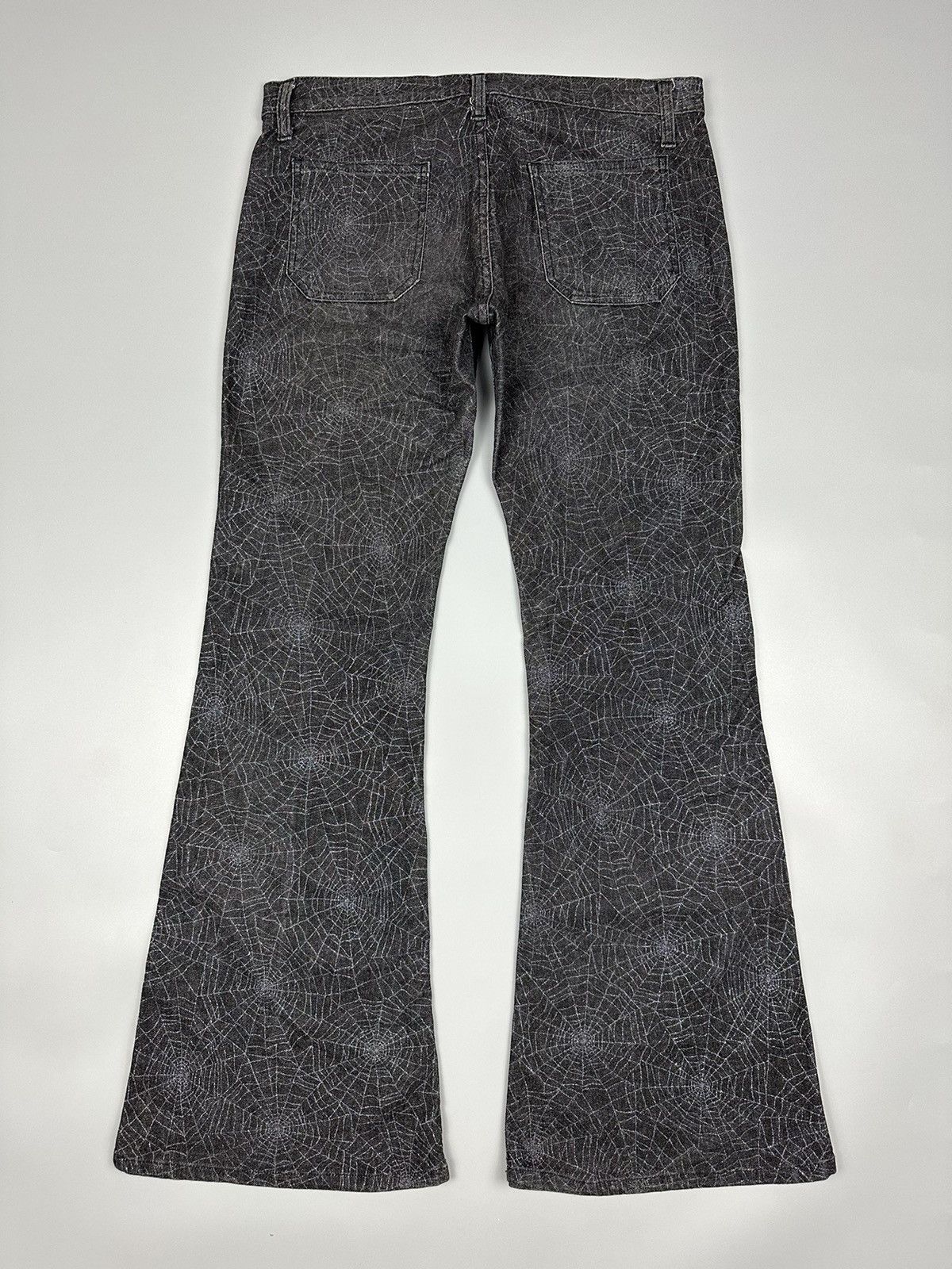 If Six Was Nine × Le Grande Bleu (L.G.B.) 🔥Rare Sick🔥Vintage Bison Spiders Web Flared Denim Size US 31 - 2 Thumbnail