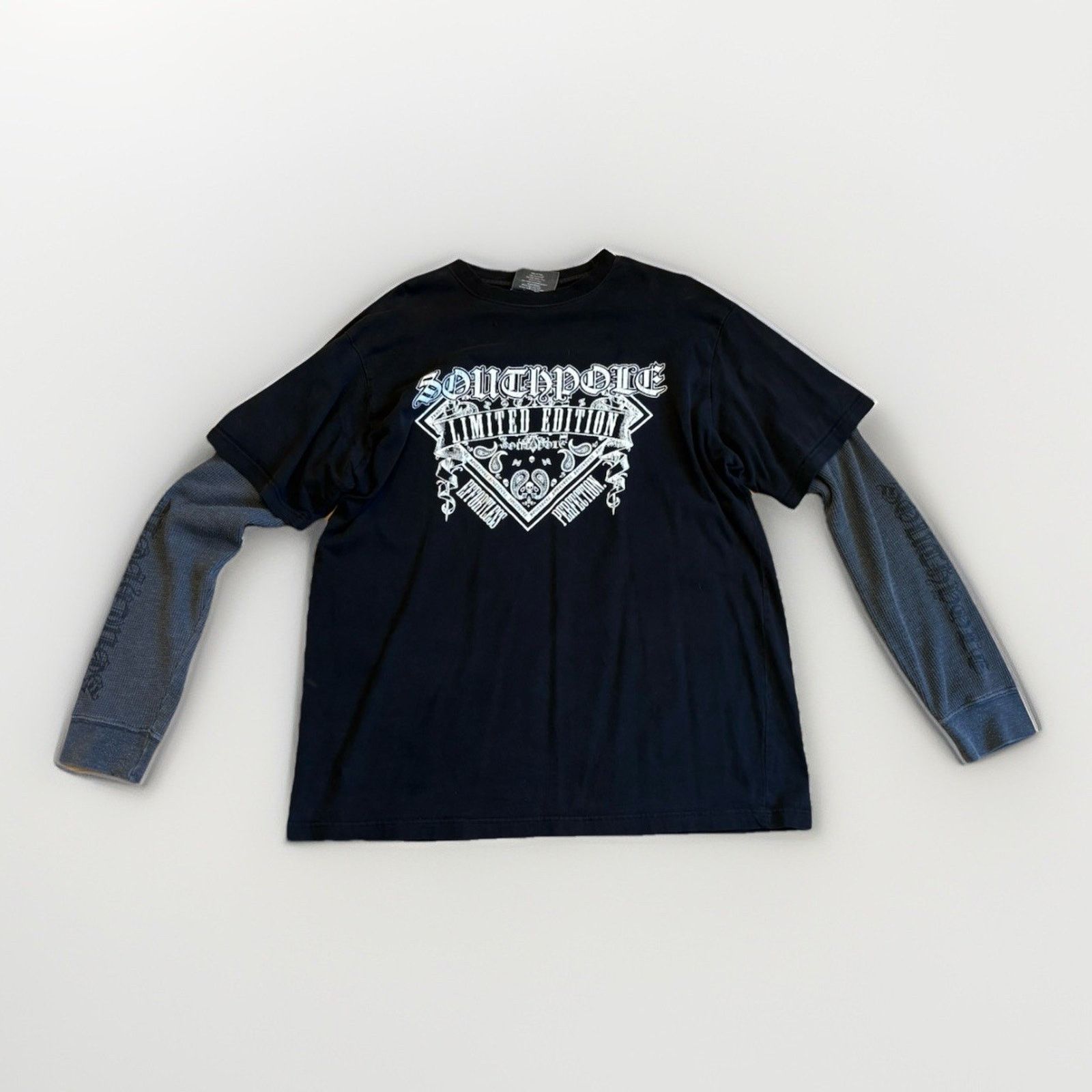 Southpole Vintage South Pole Long Sleeve Thermal Twofer Shirt Black XL Size US XL / EU 56 / 4 - 1 Thumbnail