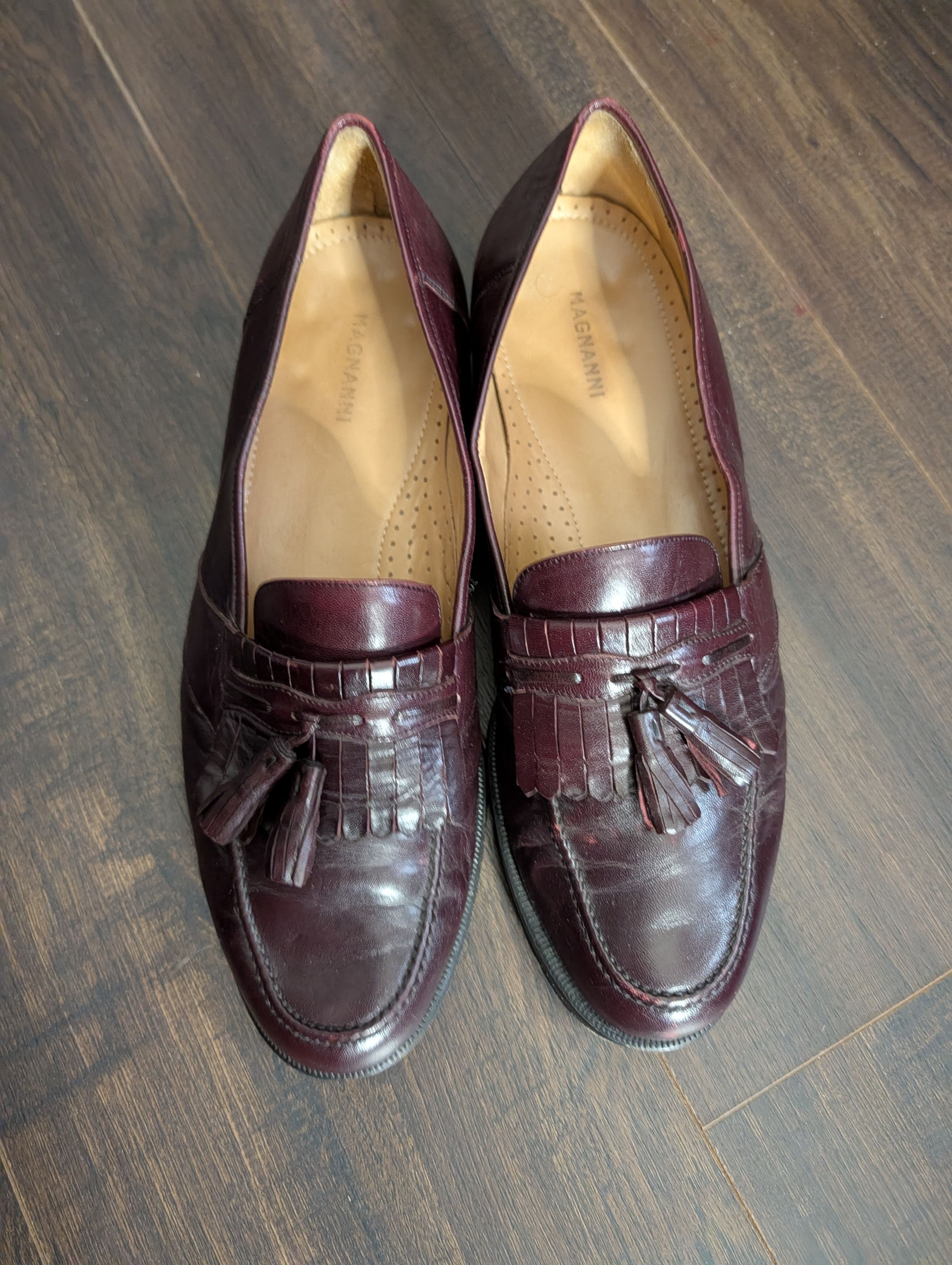 Magnanni Burgundy/Wine Leather Tassel Kiltie Loafers 11.5 Size US 11.5 / EU 44-45 - 3 Thumbnail