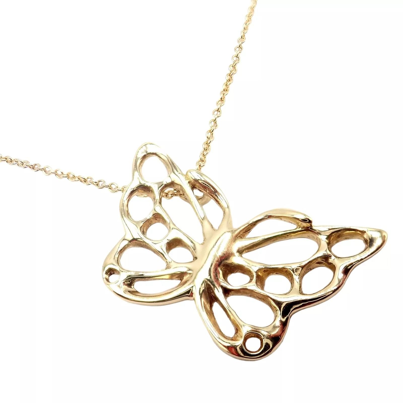 Tiffany & Co Yellow Gold Butterfly Pendant Necklace 1988