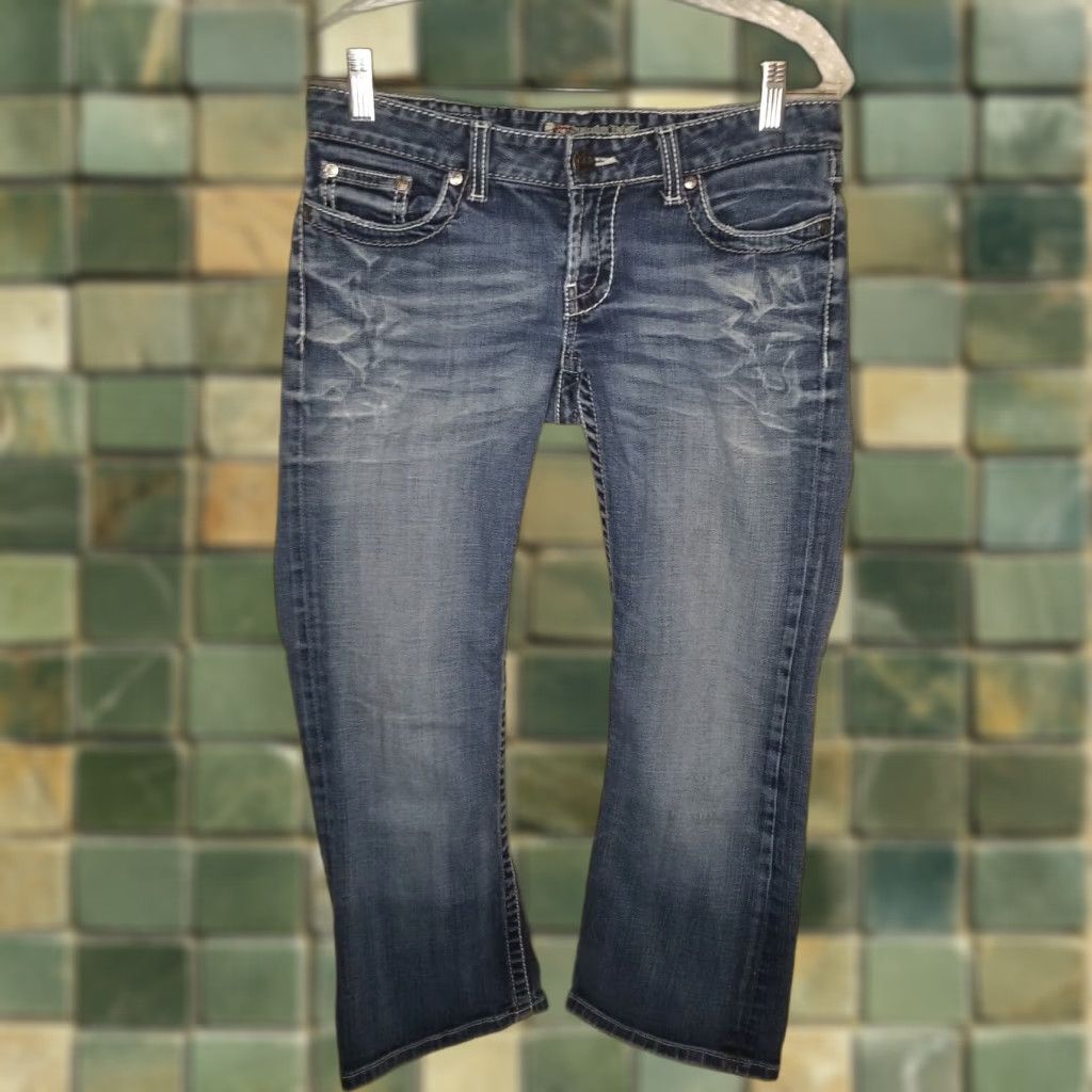 Vintage Buckle BKE Stella Jeans Women Distressed Stretch Bootcut Size 28 Blue Womens Size 28" / US 6 / IT 42 - 1 Thumbnail